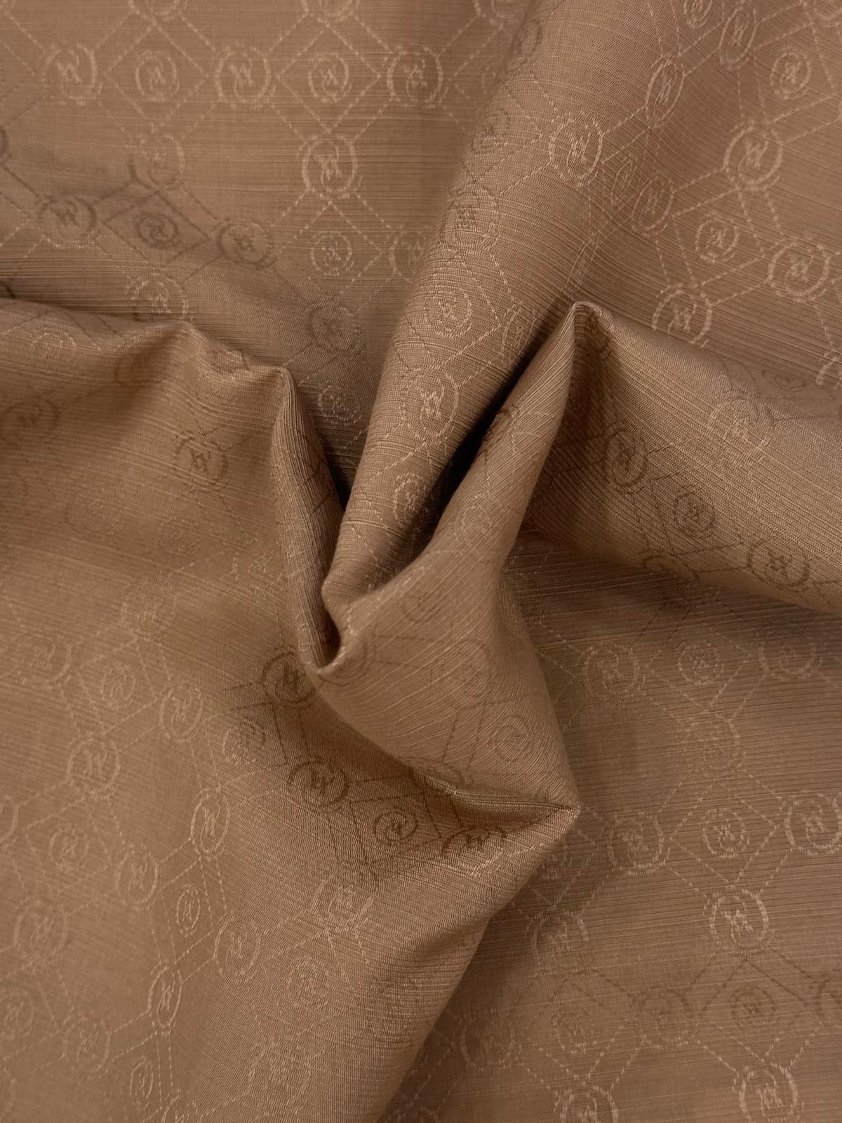 Vakko Pamuk İpek Monogram Şal 40752-Koyu Vizon