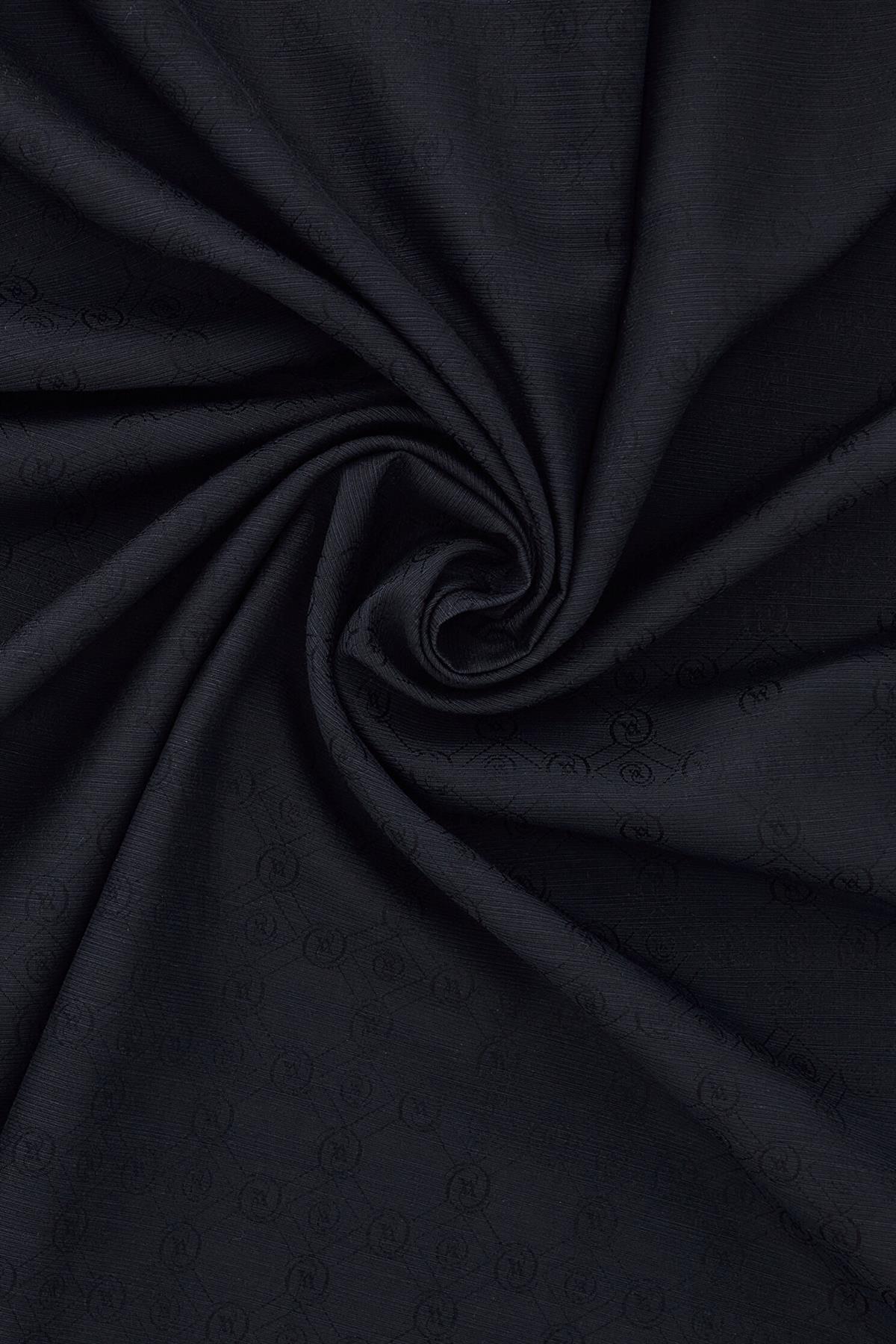 Vakko Pamuk İpek Monogram Şal 40752-Lacivert