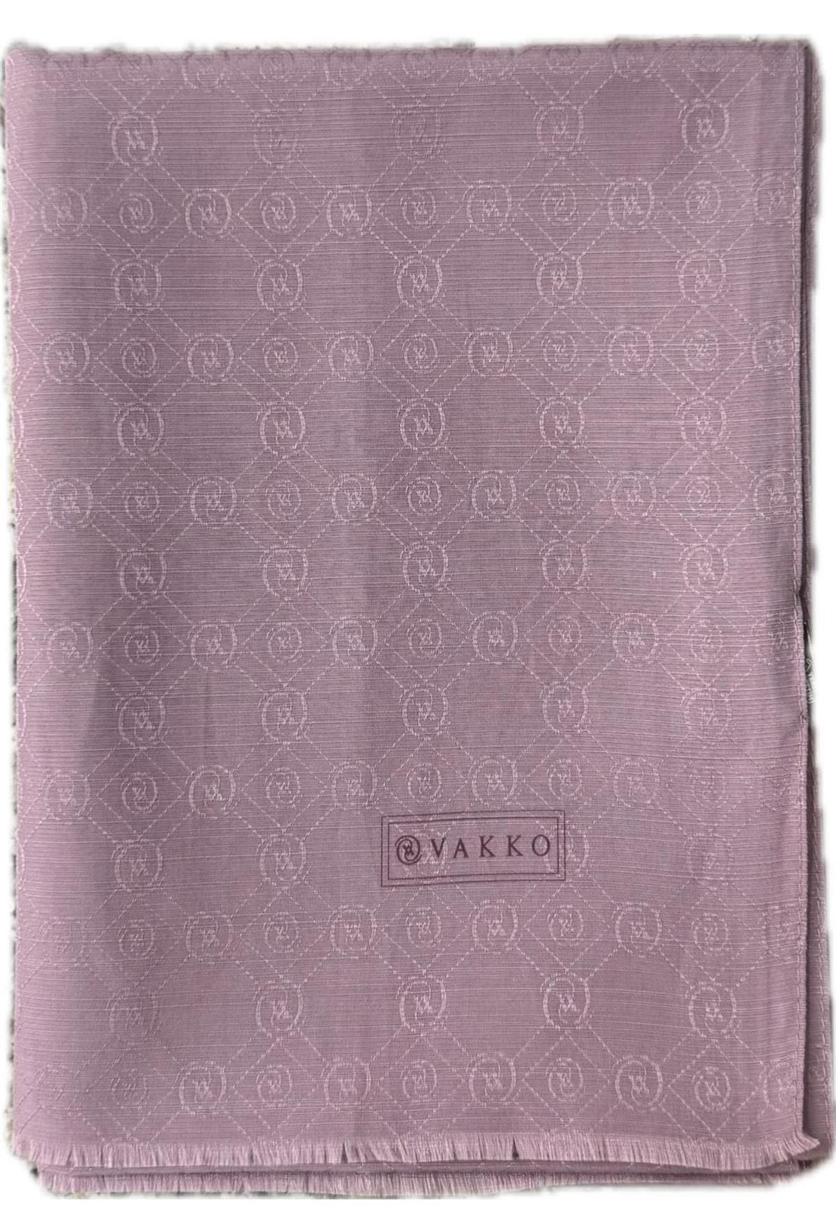 Vakko Pamuk İpek Monogram Şal 40752-Lila