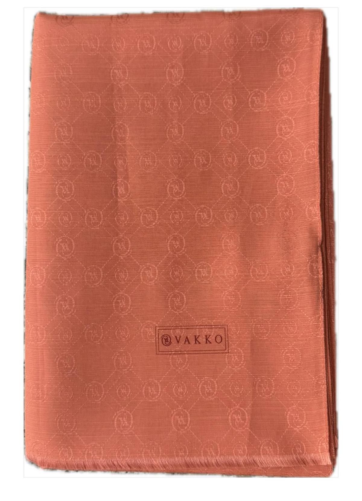 Vakko Pamuk İpek Monogram Şal 40752-Mercan