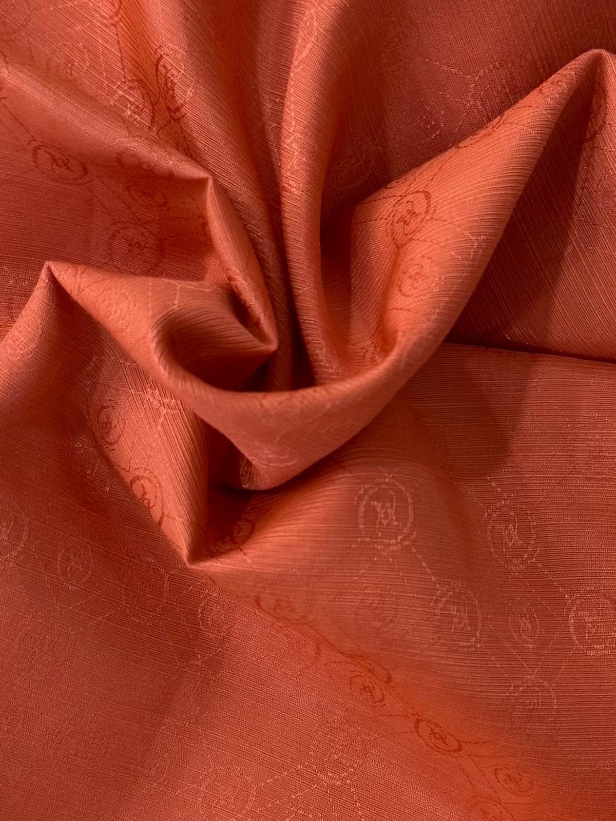 Vakko Pamuk İpek Monogram Şal 40752-Mercan