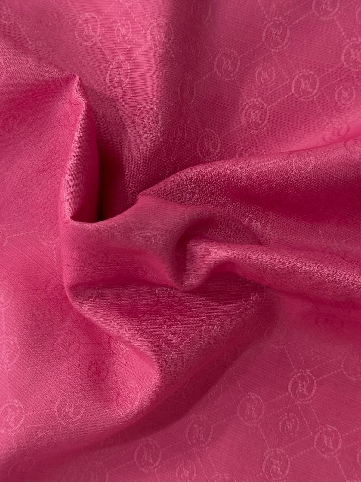 Vakko Pamuk İpek Monogram Şal 40752-Pembe