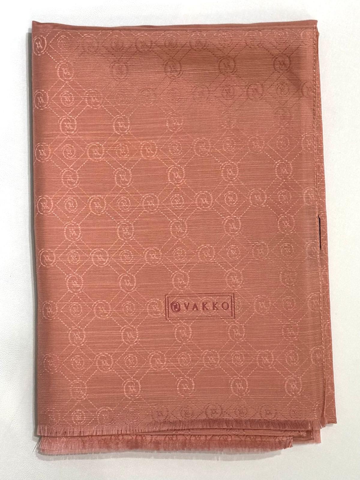 Vakko Pamuk İpek Monogram Şal 40752-Pudra