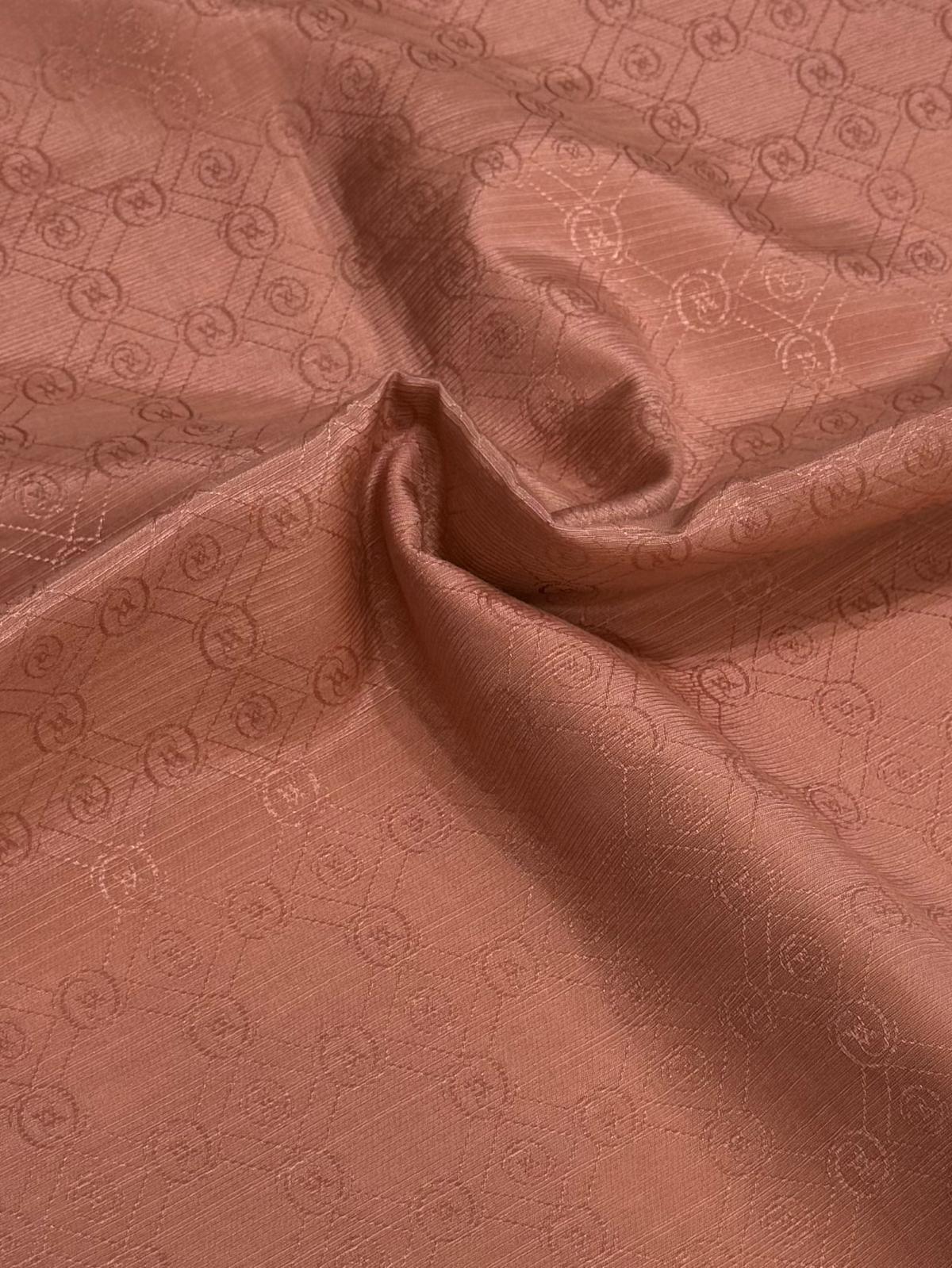 Vakko Pamuk İpek Monogram Şal 40752-Pudra