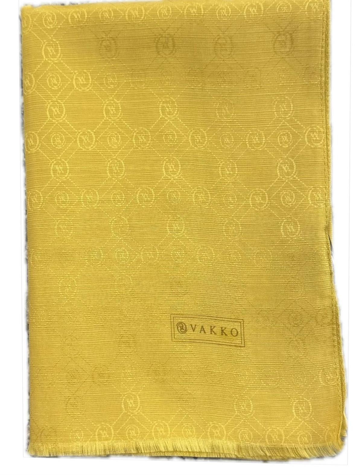 Vakko Pamuk İpek Monogram Şal 40752-Sarı
