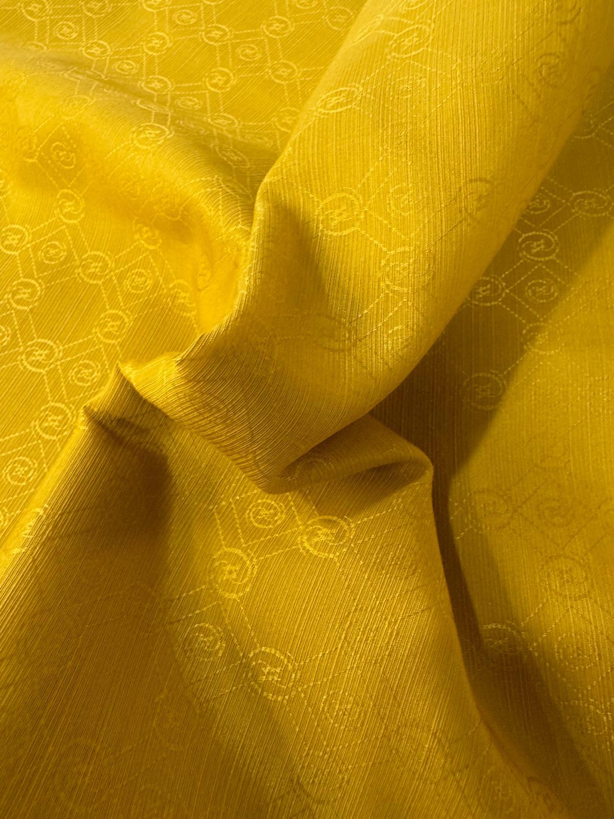 Vakko Pamuk İpek Monogram Şal 40752-Sarı