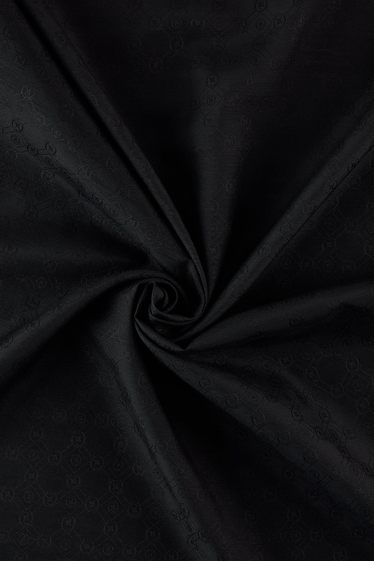 Vakko Pamuk İpek Monogram Şal 40752-Siyah