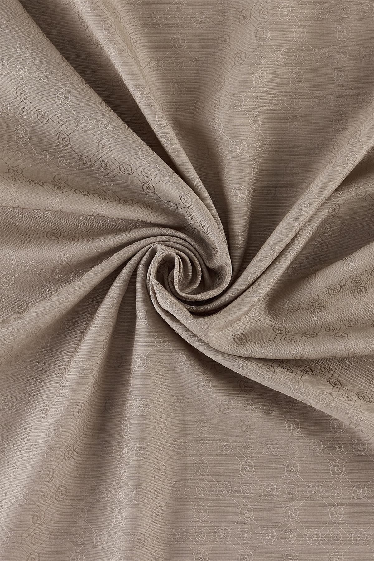 Vakko Pamuk İpek Monogram Şal 40752-Vizon