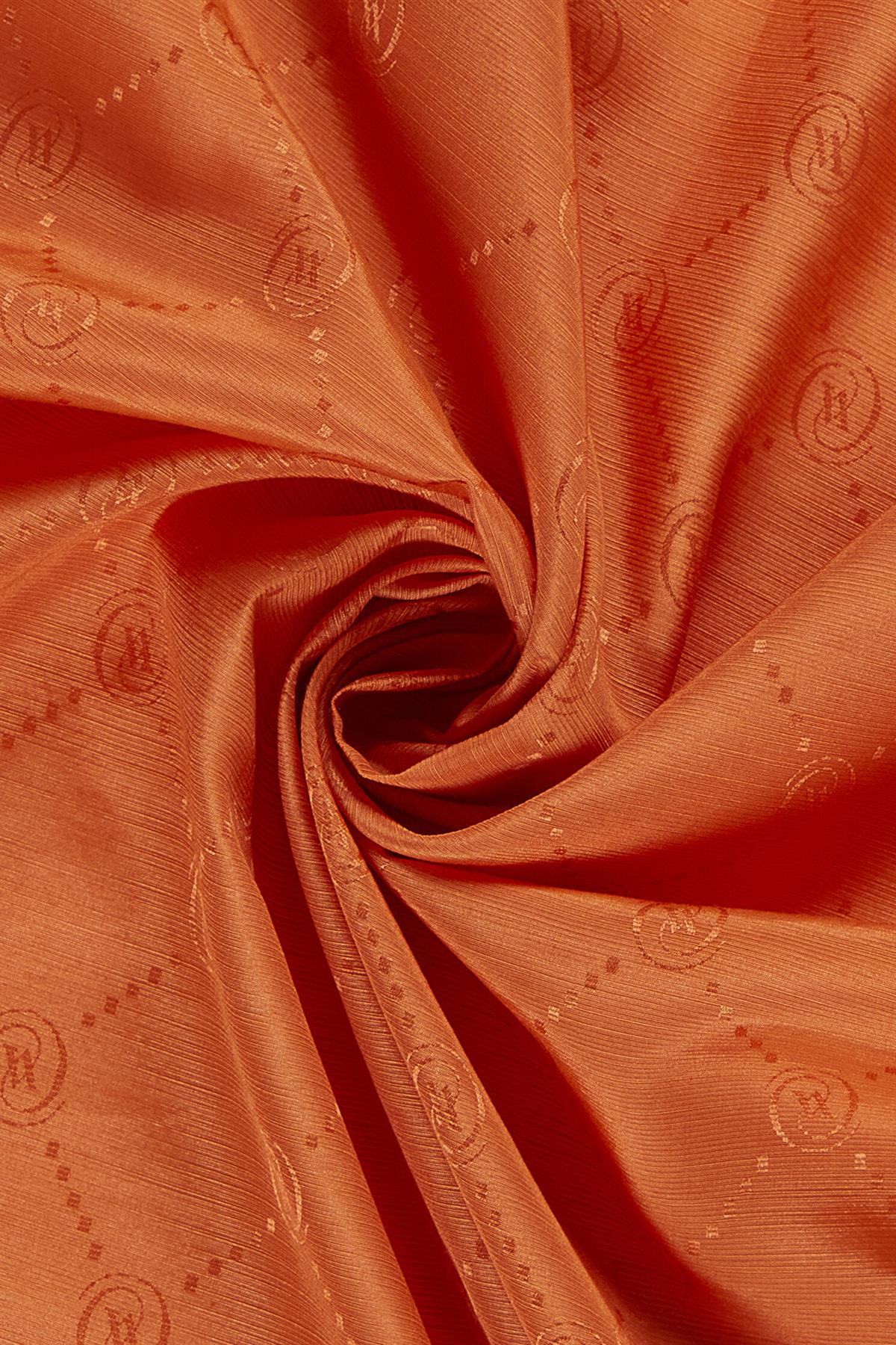 Vakko Pamuk İpek Monogram Şal 40753-Açık Turuncu