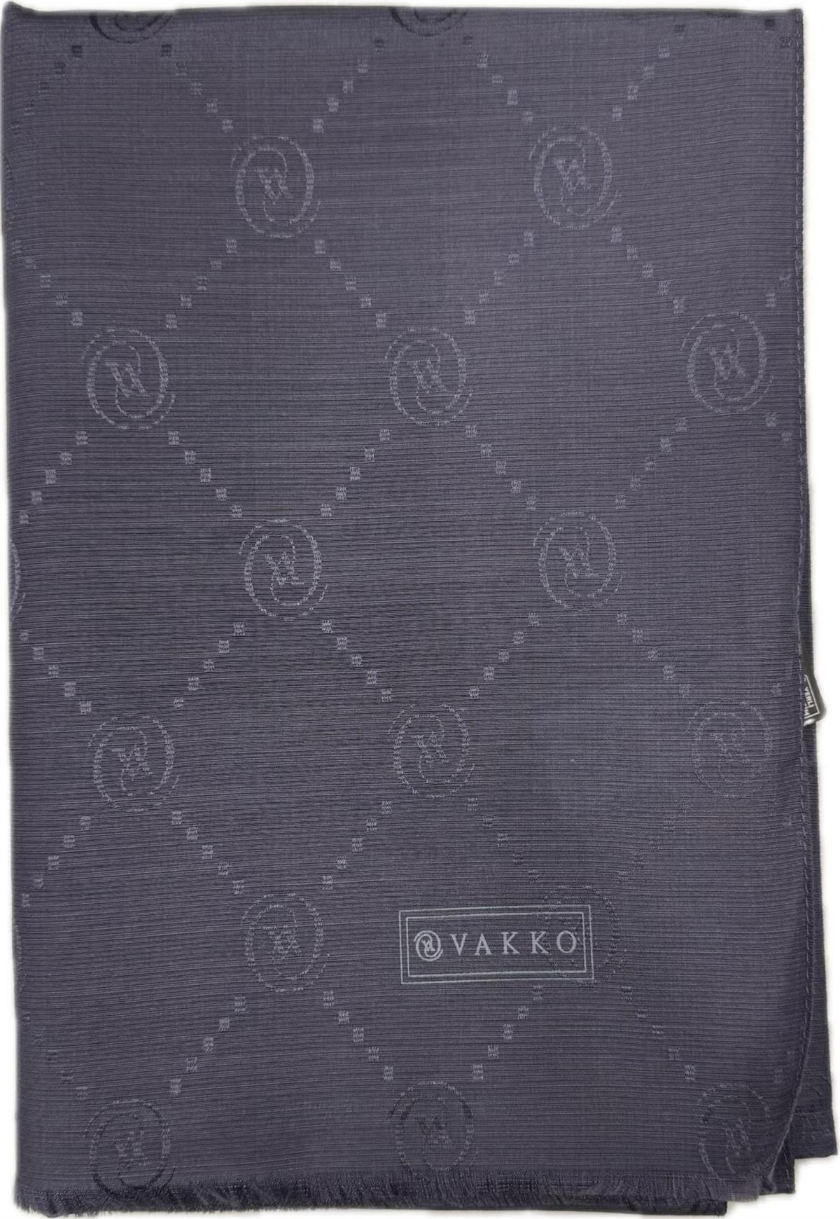 Vakko Pamuk İpek Monogram Şal 40753-Antrasit