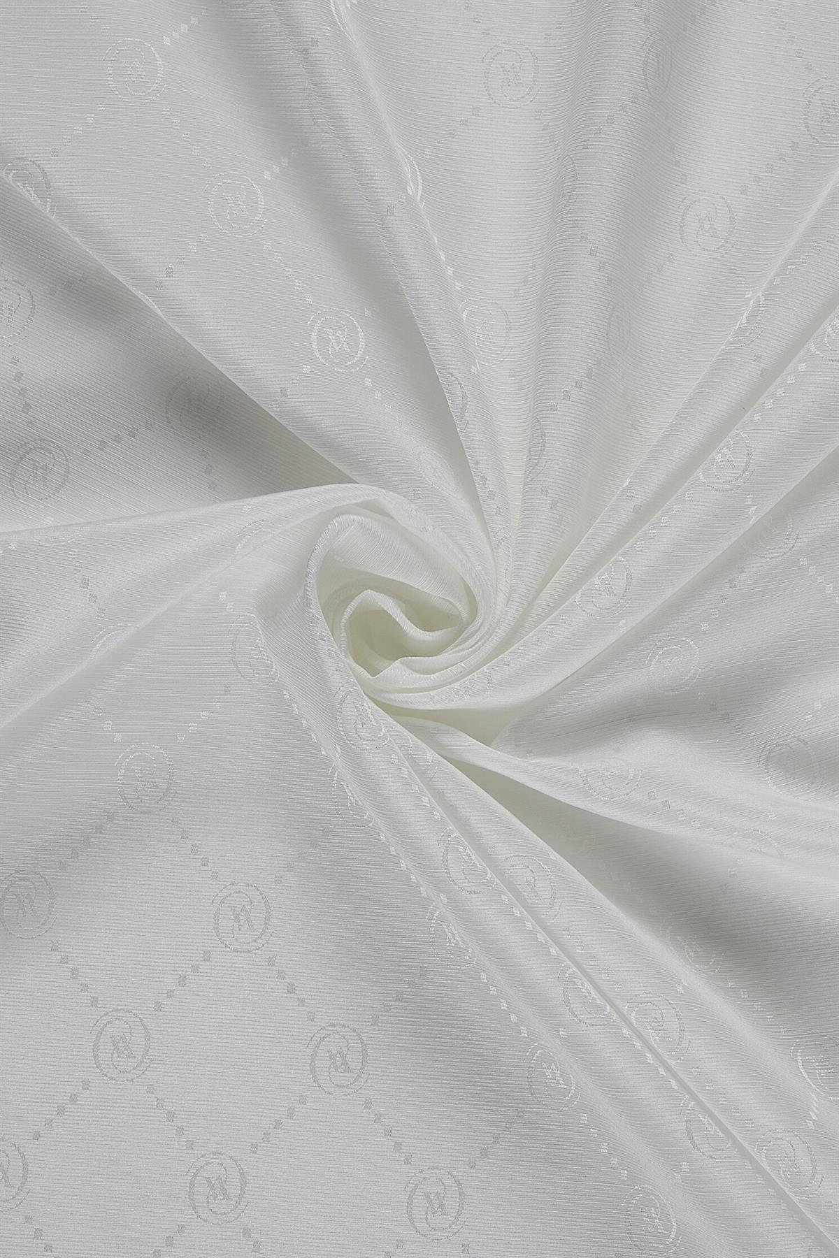 Vakko Pamuk İpek Monogram Şal 40753-Beyaz