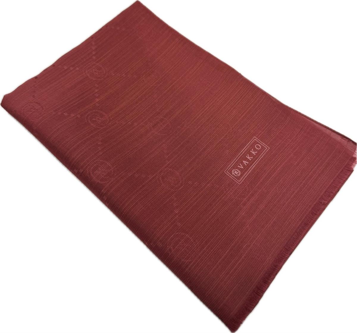 Vakko Pamuk İpek Monogram Şal 40753-Bordo