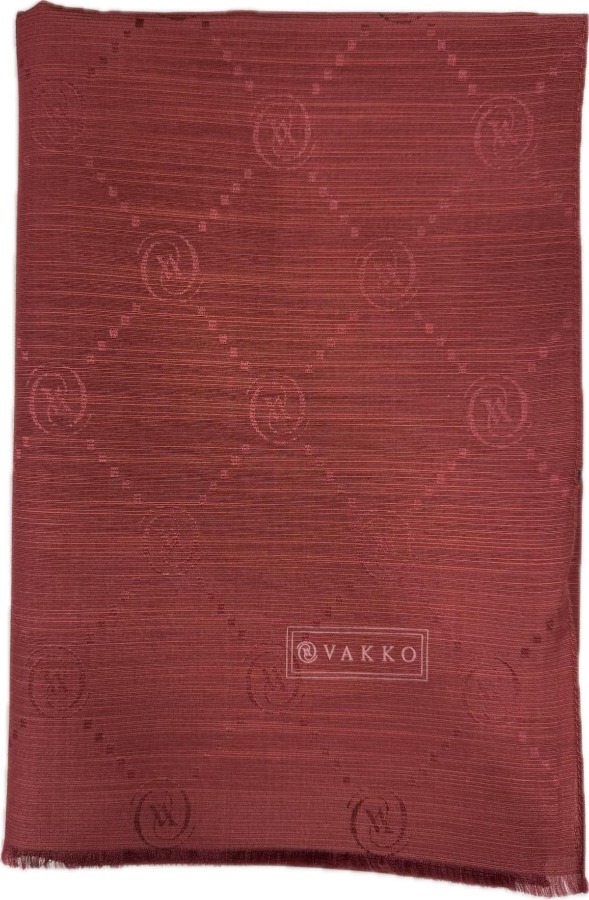 Vakko Pamuk İpek Monogram Şal 40753-Bordo