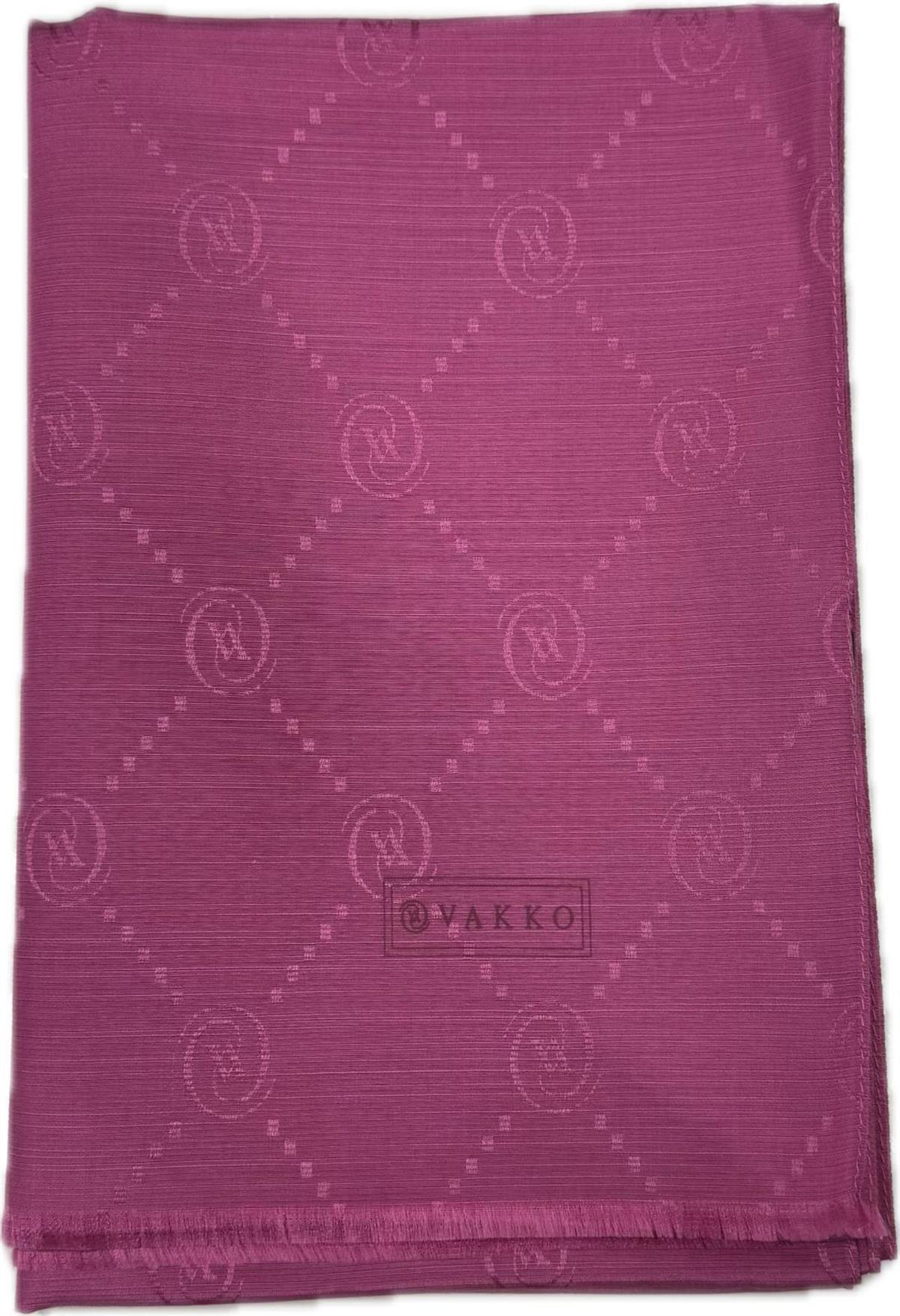 Vakko Pamuk İpek Monogram Şal 40753-Fuşya