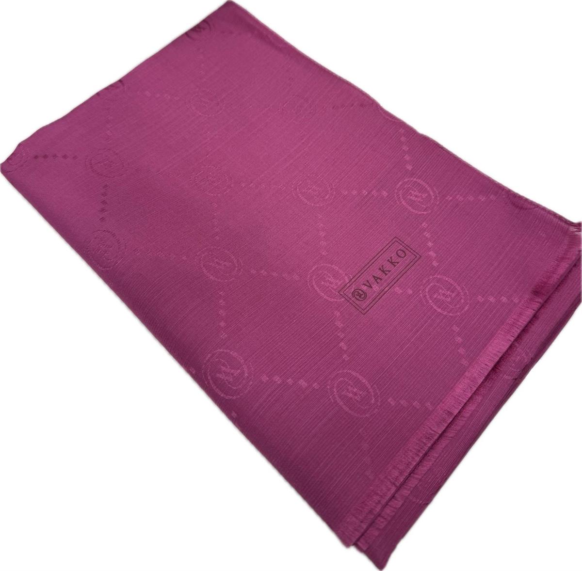 Vakko Pamuk İpek Monogram Şal 40753-Fuşya