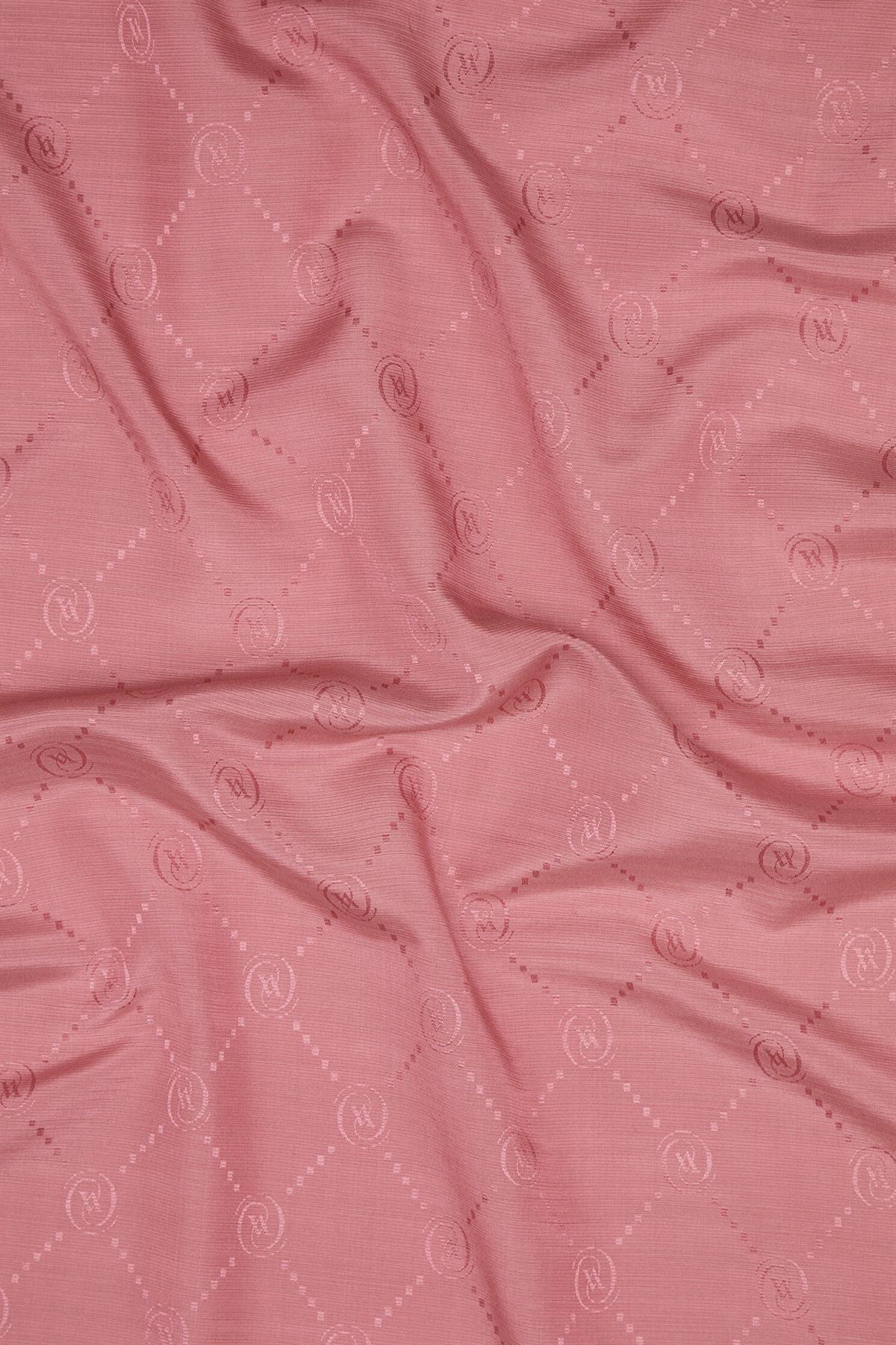 Vakko Pamuk İpek Monogram Şal 40753-Gül Kurusu