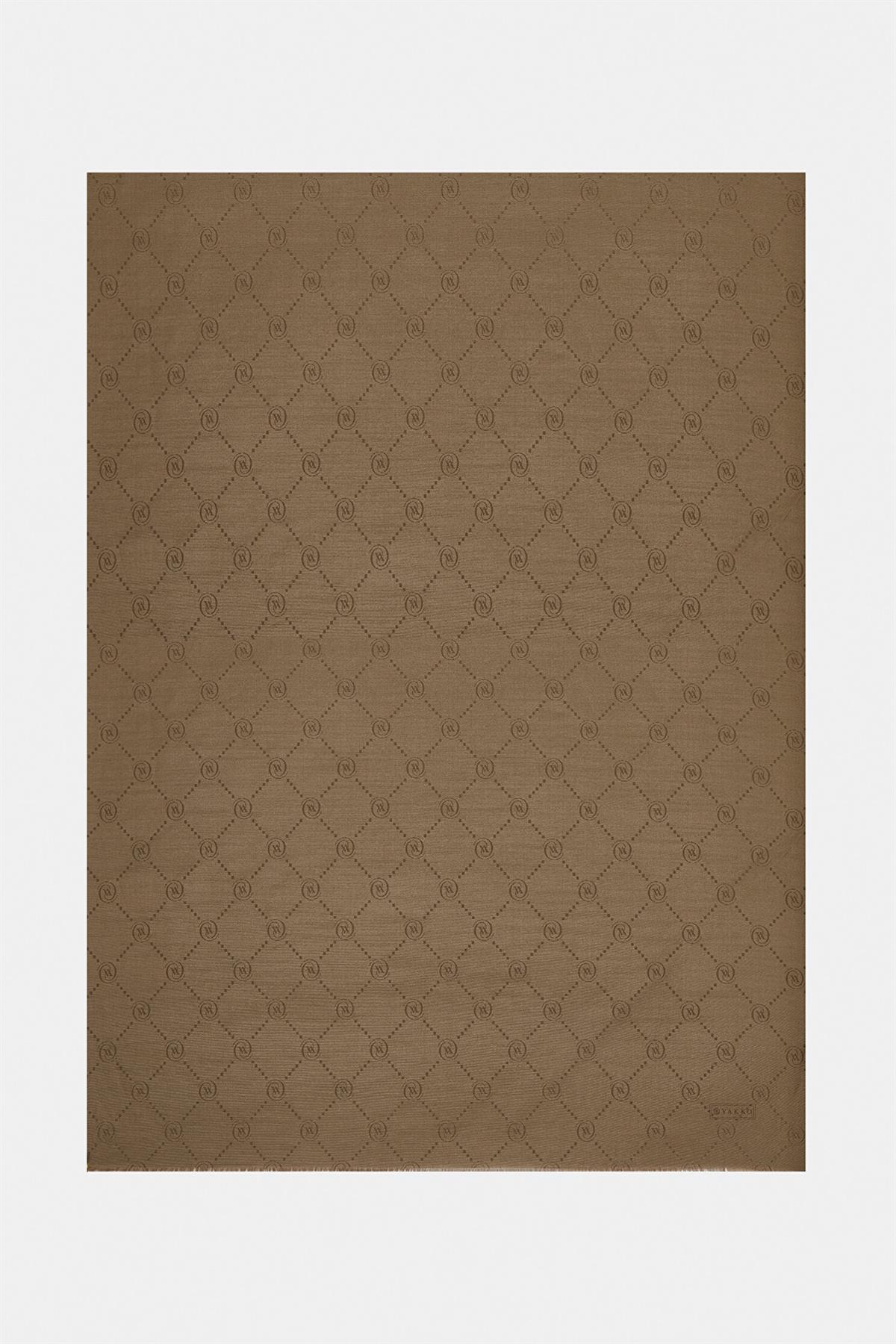 Vakko Pamuk İpek Monogram Şal 40753-Kahve