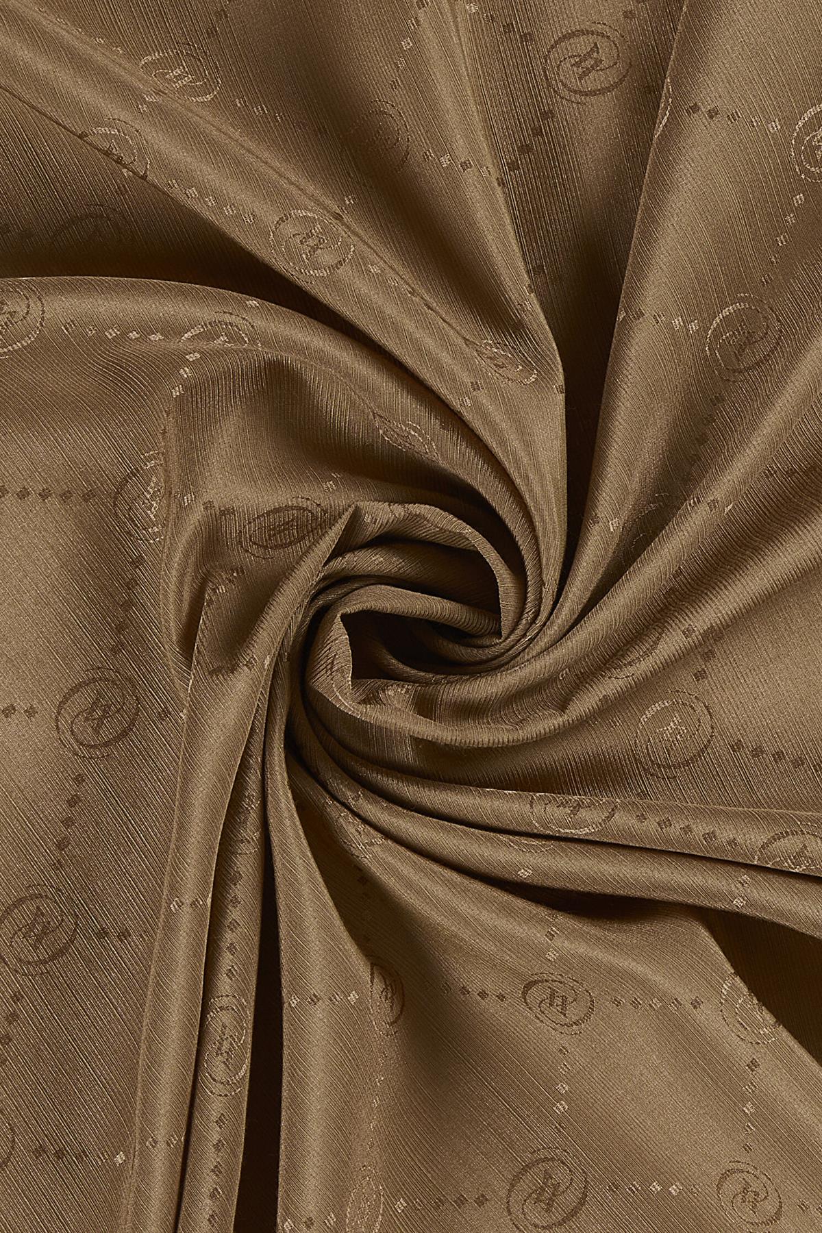 Vakko Pamuk İpek Monogram Şal 40753-Kahve