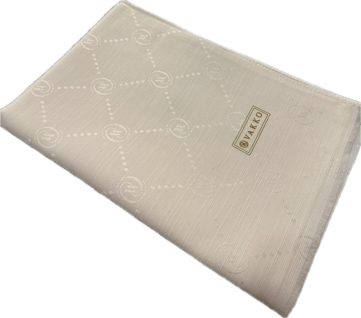 Vakko Pamuk İpek Monogram Şal 40753-Kırık Beyaz