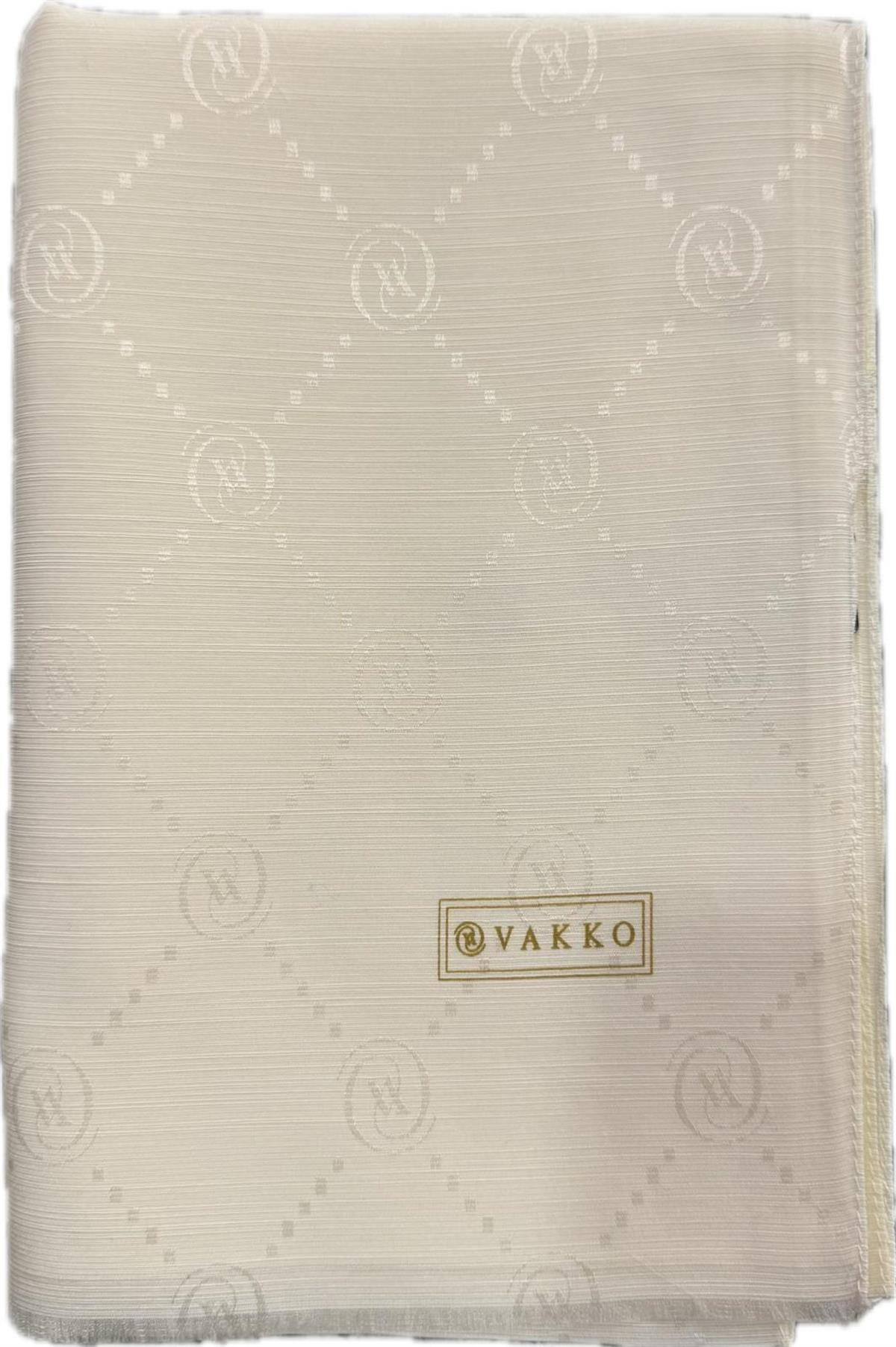 Vakko Pamuk İpek Monogram Şal 40753-Kırık Beyaz