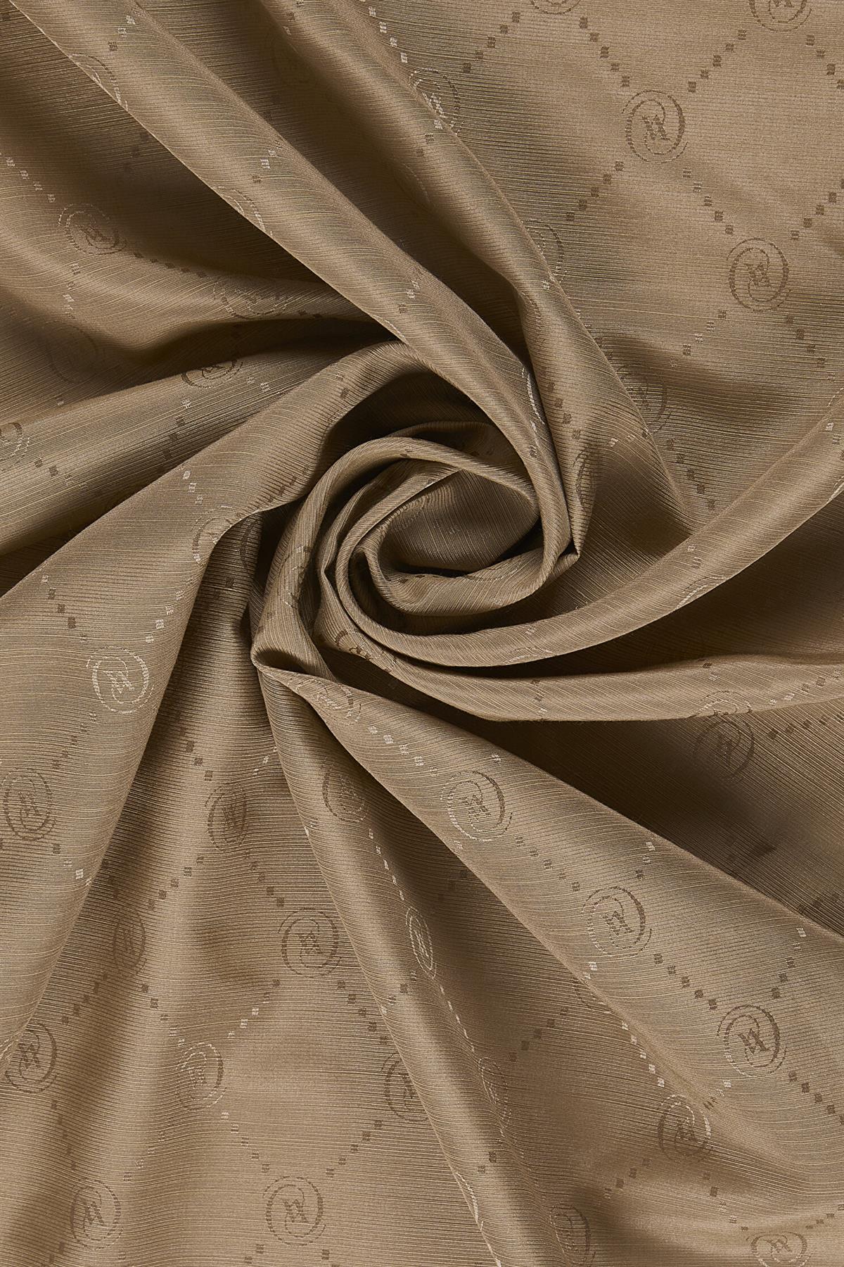 Vakko Pamuk İpek Monogram Şal 40753-Koyu Vizon