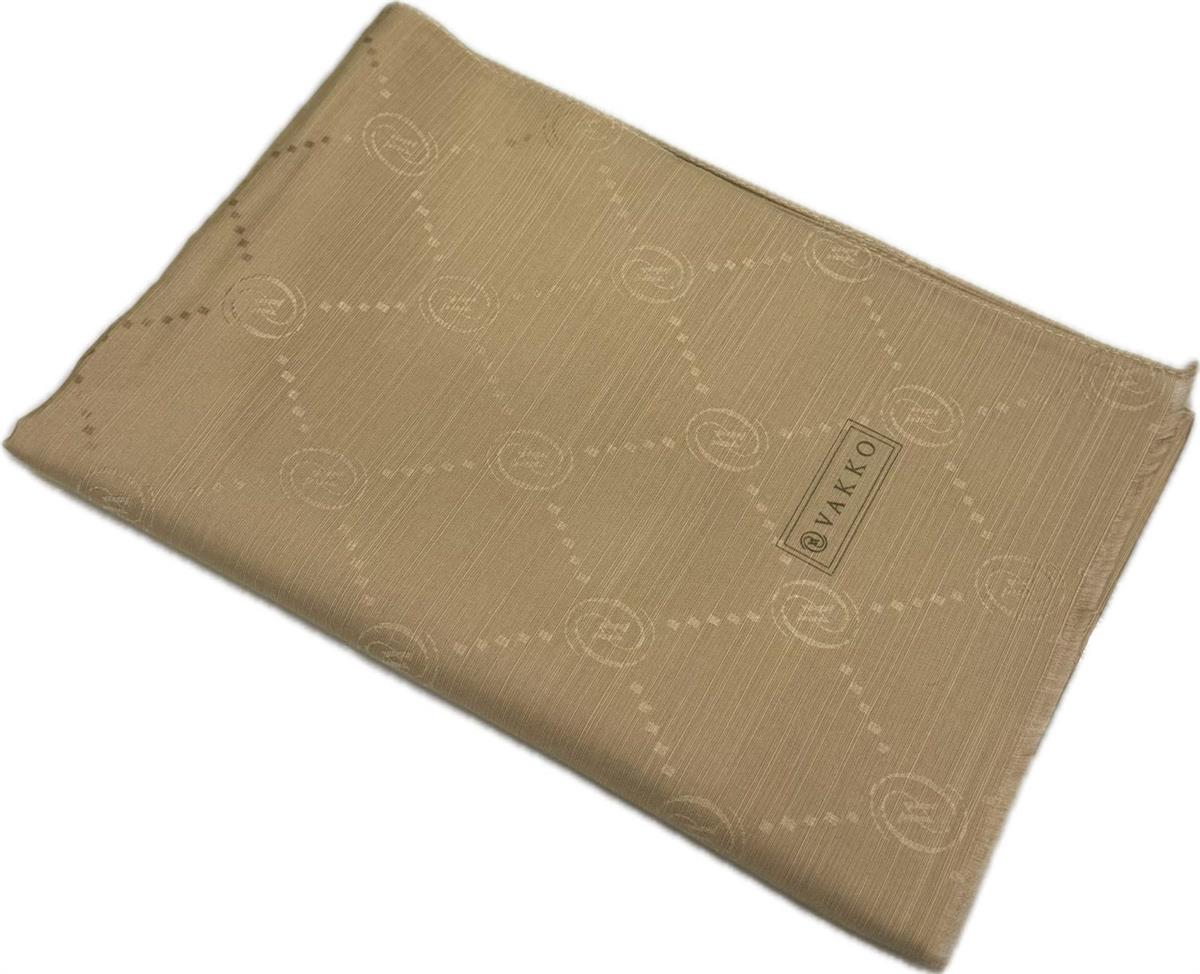 Vakko Pamuk İpek Monogram Şal 40753-Kum
