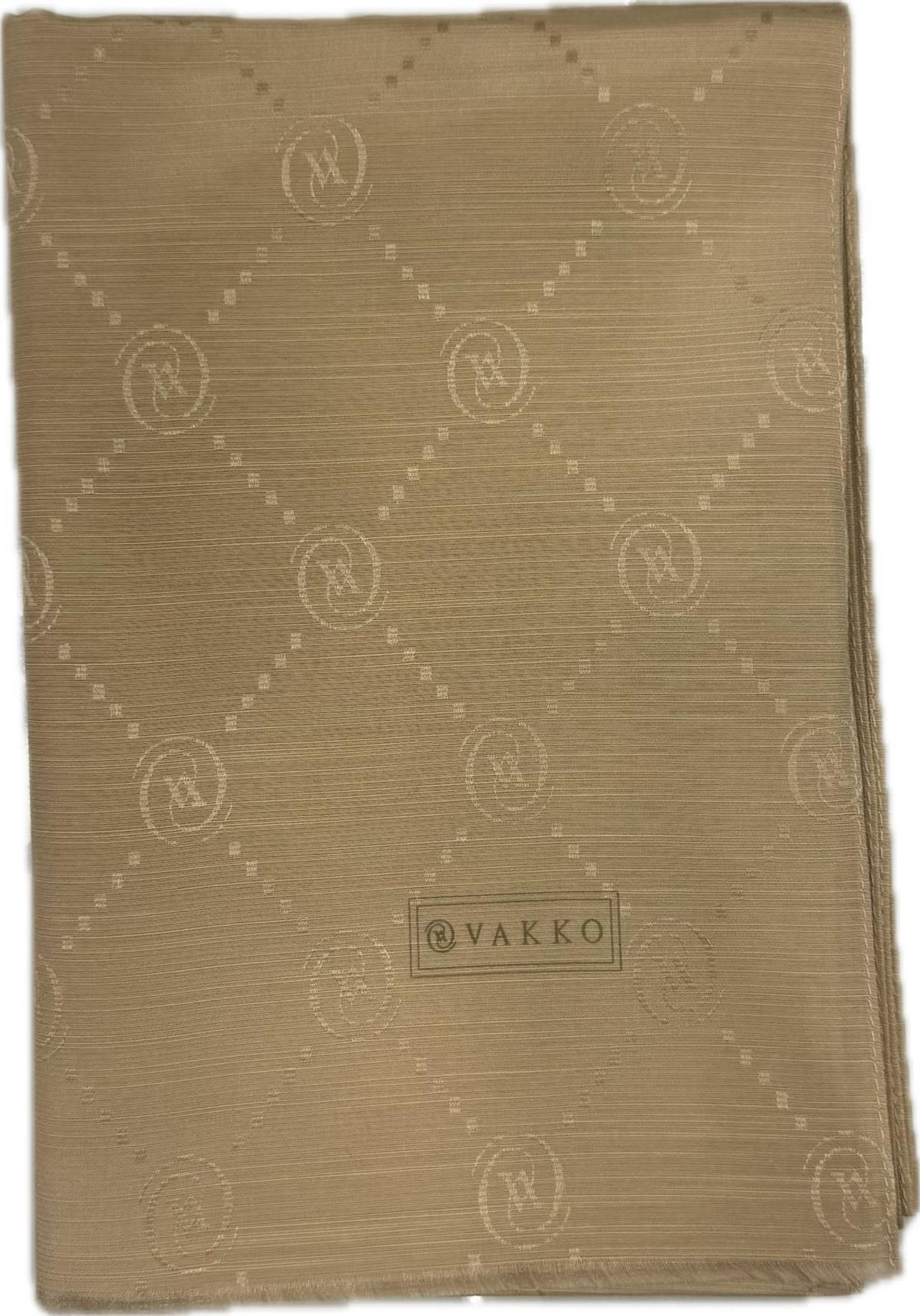 Vakko Pamuk İpek Monogram Şal 40753-Kum