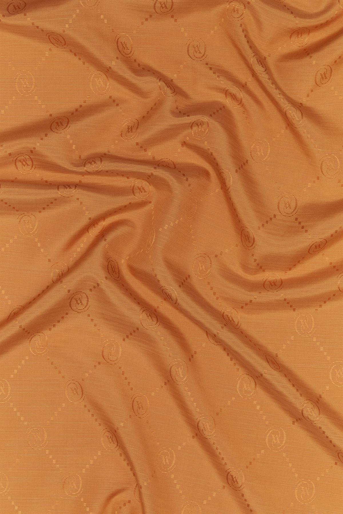 Vakko Pamuk İpek Monogram Şal 40753-Taba
