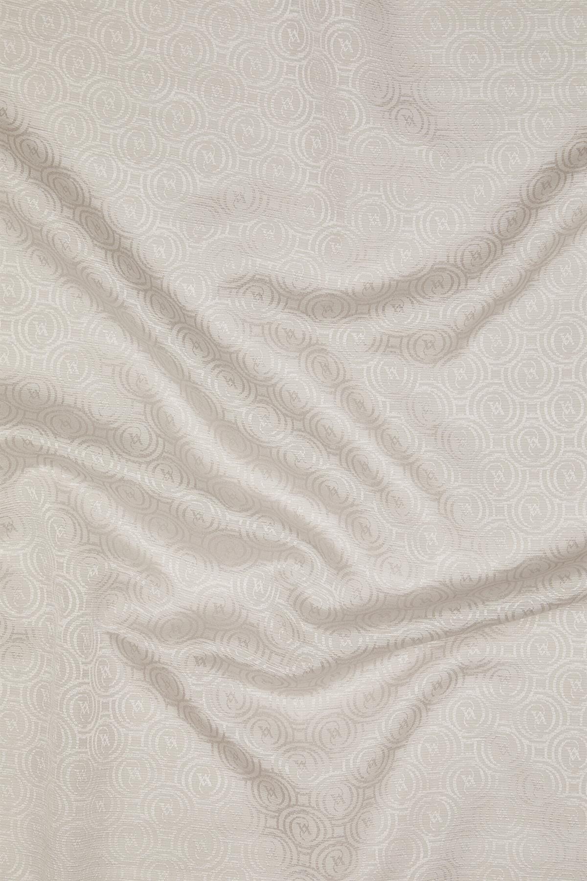Vakko Pamuk İpek Monogram Şal 41302-Gümüş