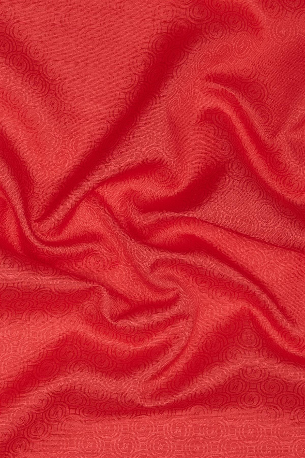 Vakko Pamuk İpek Monogram Şal 41302-Kırmızı