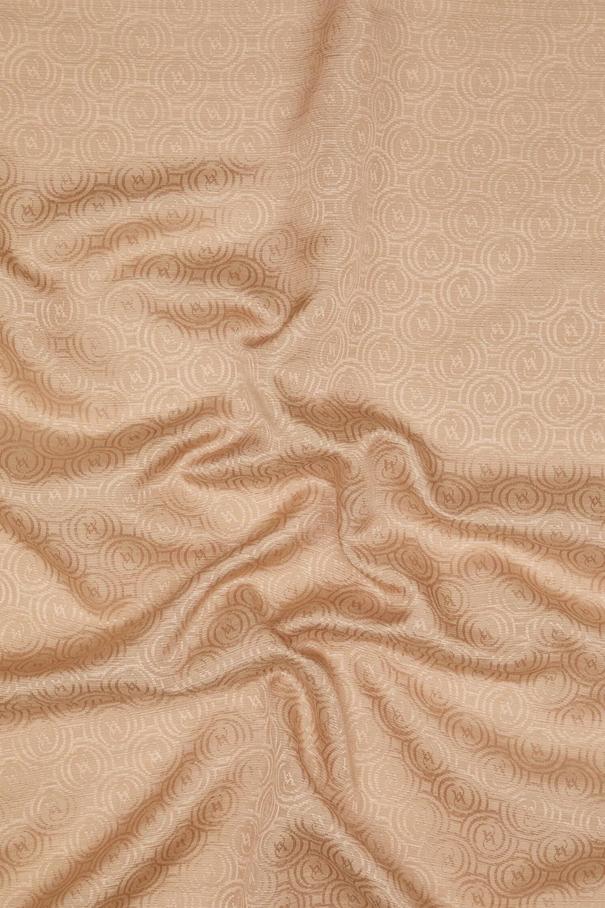 Vakko Pamuk İpek Monogram Şal 41302-Kum