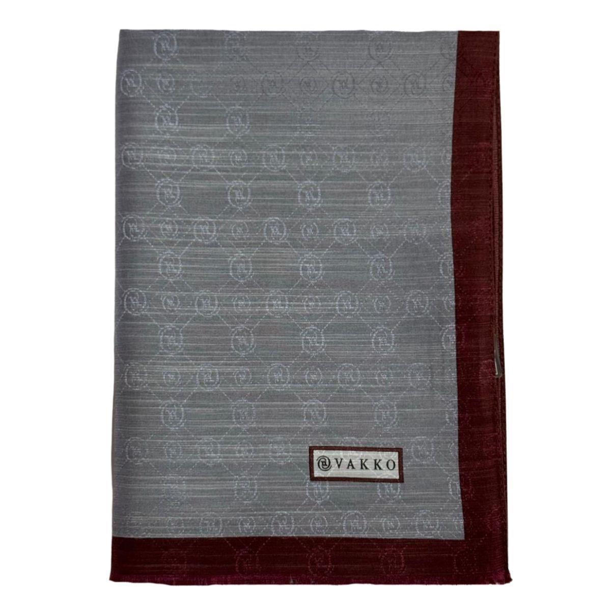 Vakko Pamuk İpek Monogram Şal 44225-Gri