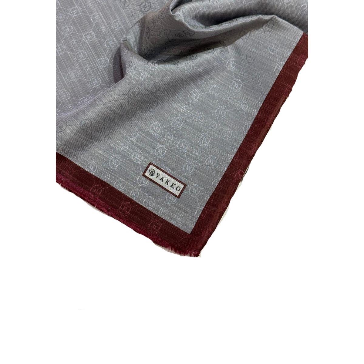 Vakko Pamuk İpek Monogram Şal 44225-Gri