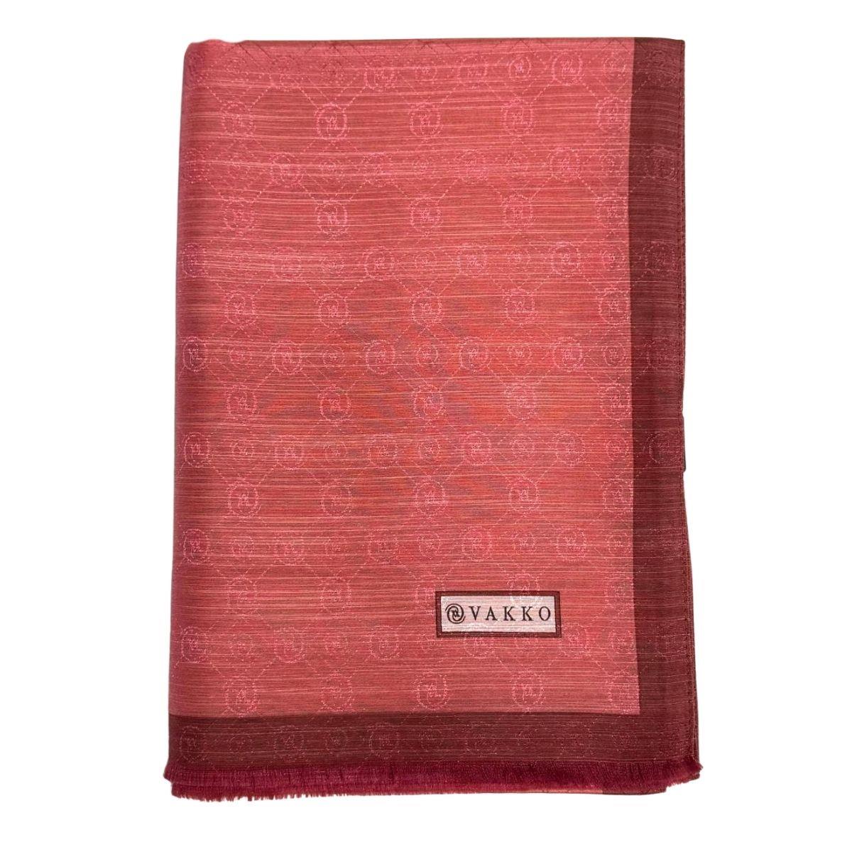 Vakko Pamuk İpek Monogram Şal 44225-Gül Kurusu