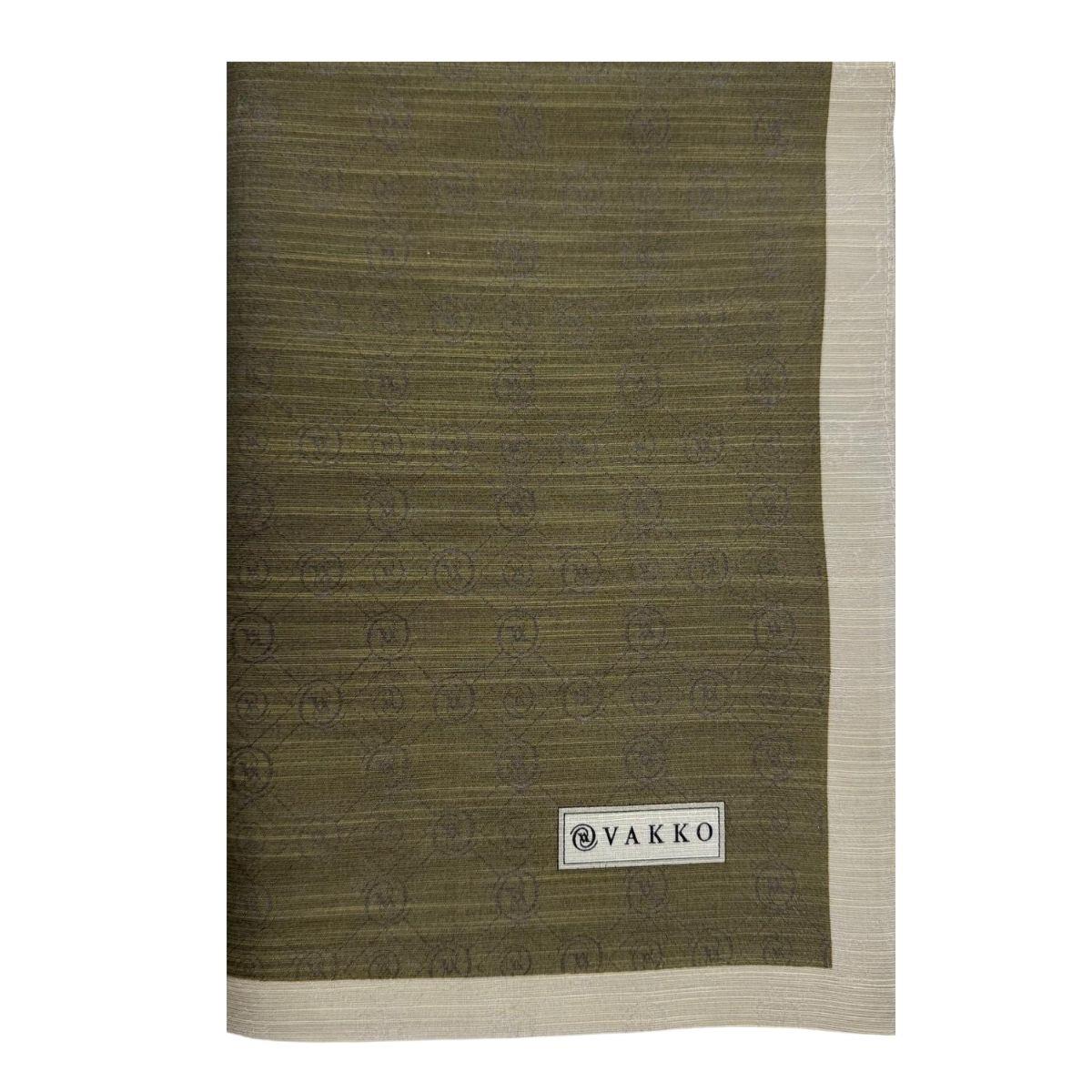 Vakko Pamuk İpek Monogram Şal 44225-Haki Açık Kum