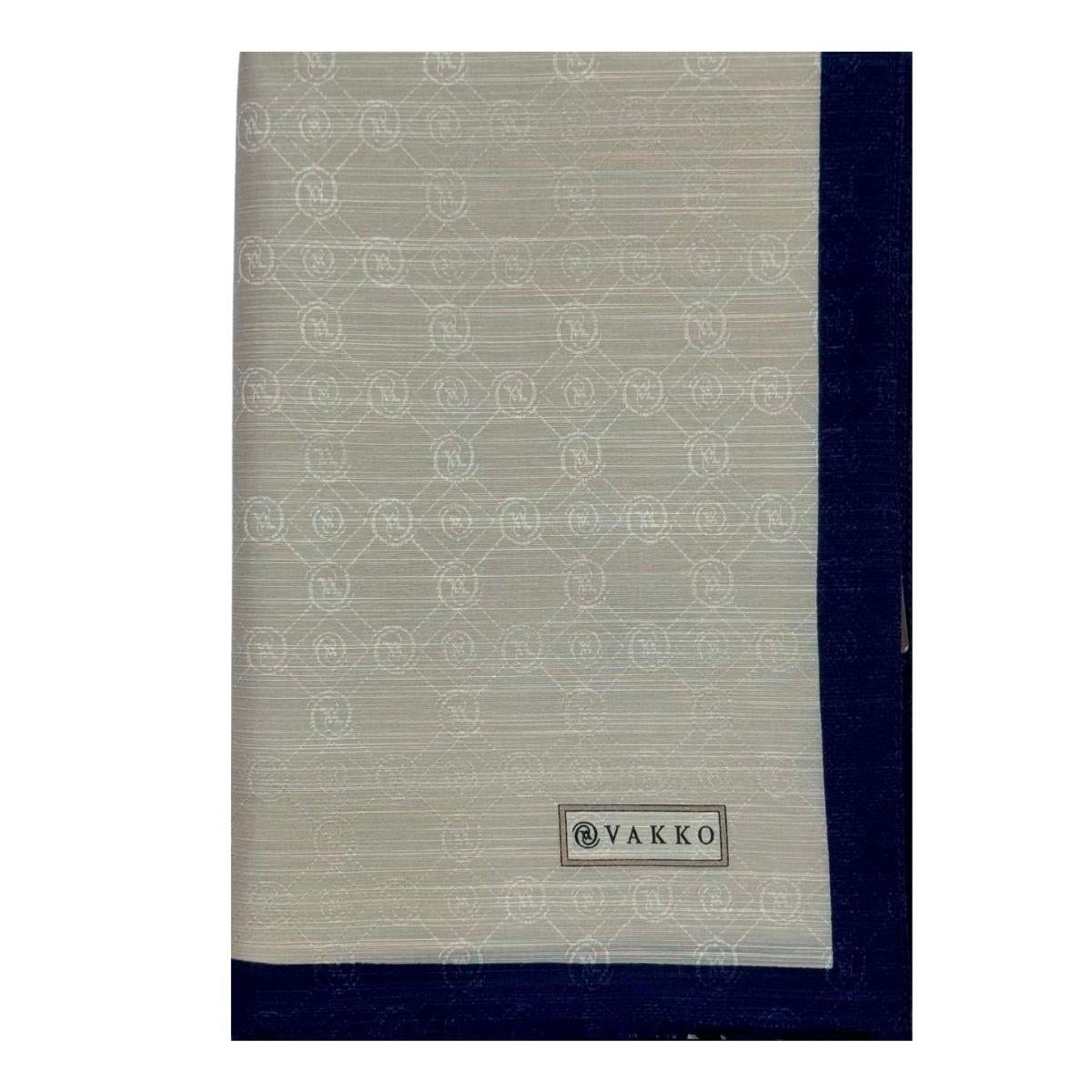 Vakko Pamuk İpek Monogram Şal 44225-Vizon Lacivert