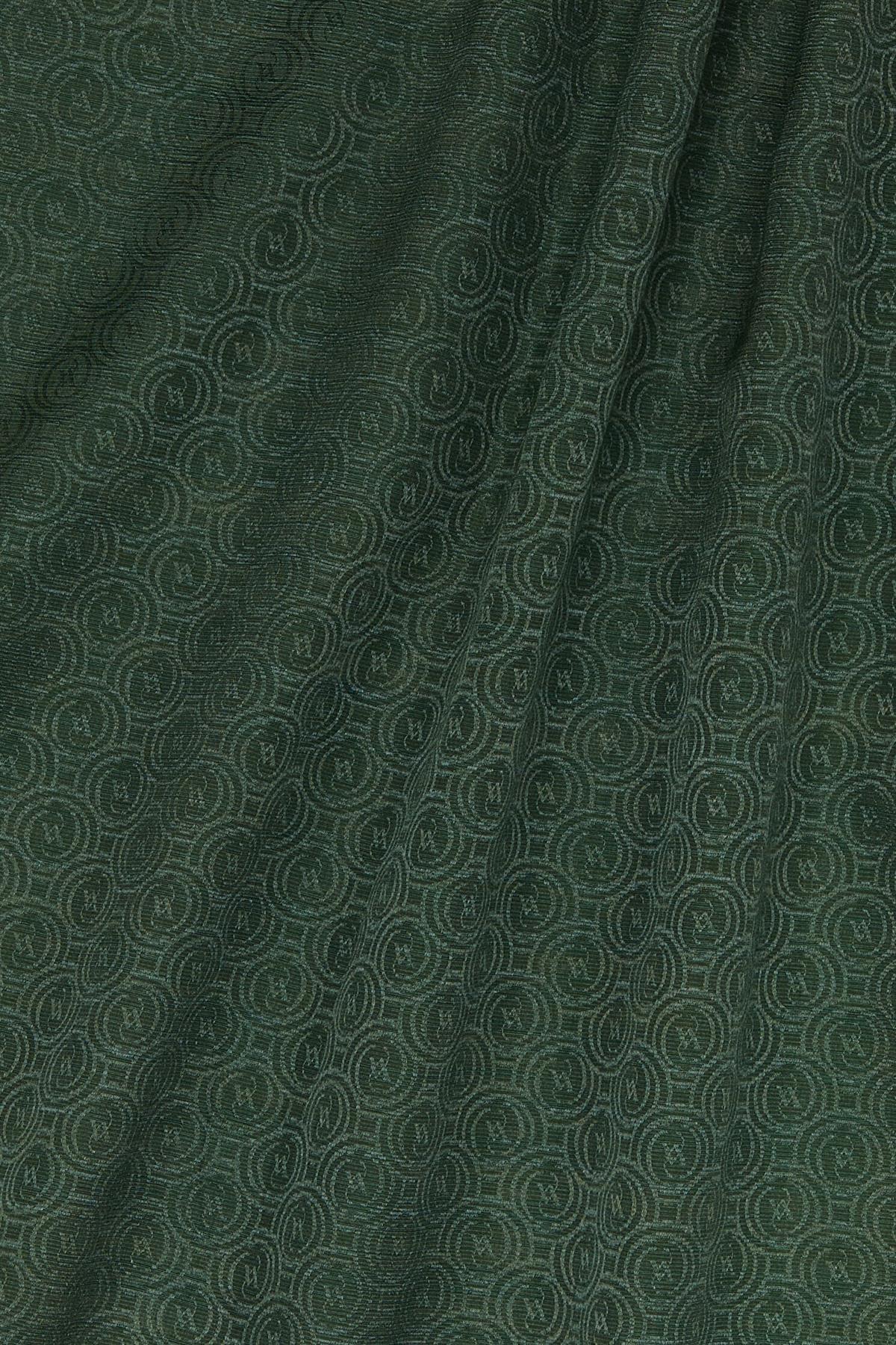 Vakko  Pamuk İpek Şeritli Monogram Şal 41728-Zümrüt Yeşili