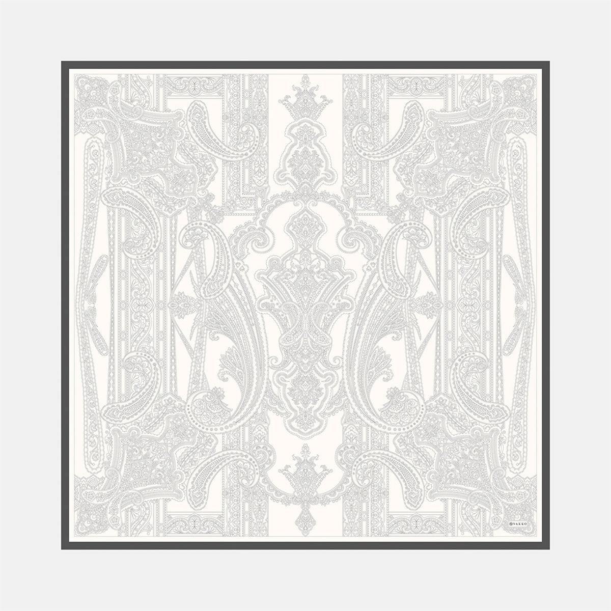 Vakko Şal Desenli Tivil İpek Eşarp 41349-Antrasit