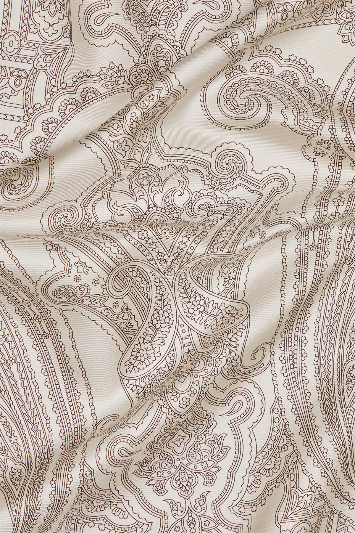 Vakko Şal Desenli Tivil İpek Eşarp 41349-Kahve