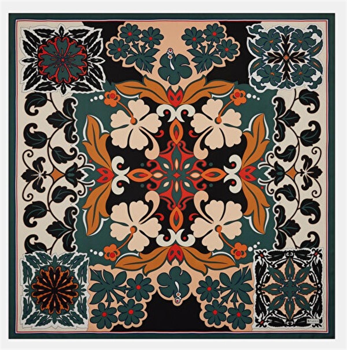 Vakko Tivil İpek Eşarp 41032-Siyah-Nefti