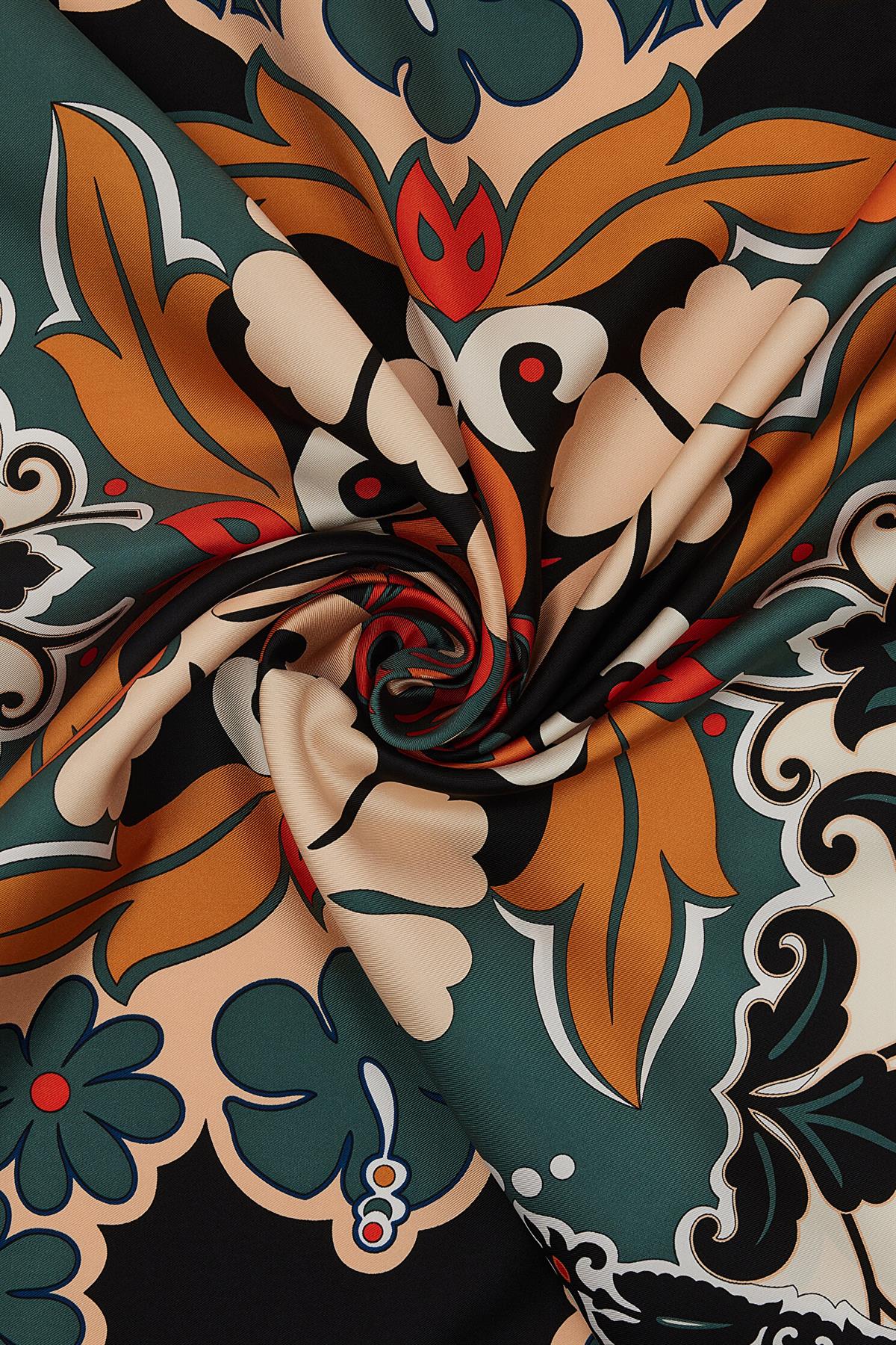 Vakko Tivil İpek Eşarp 41032-Siyah-Nefti