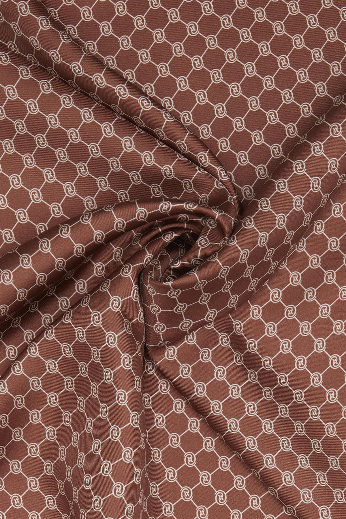 Vakko Tivil İpek Monogram Eşarp 37144-Bakır