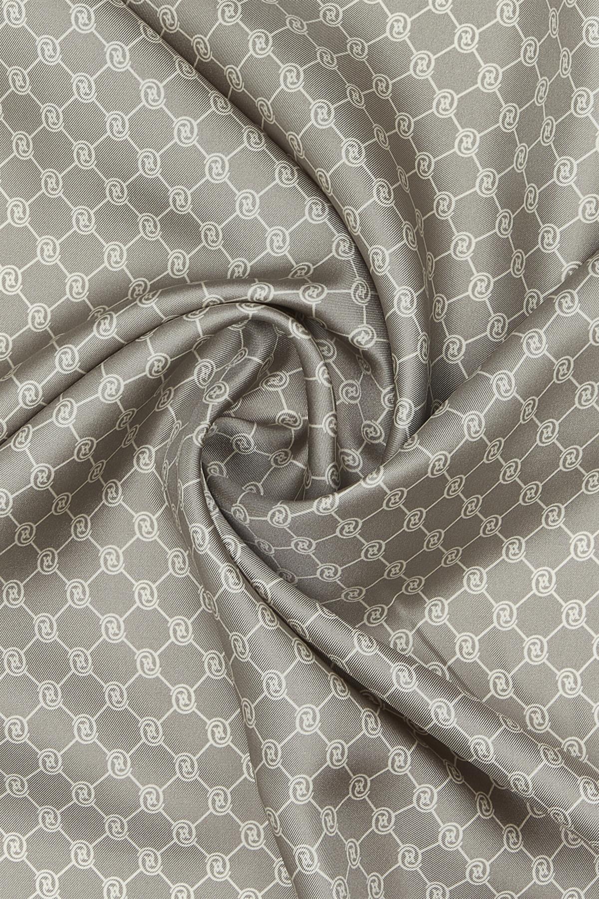 Vakko Tivil İpek Monogram Eşarp 37144-Kum Ekru