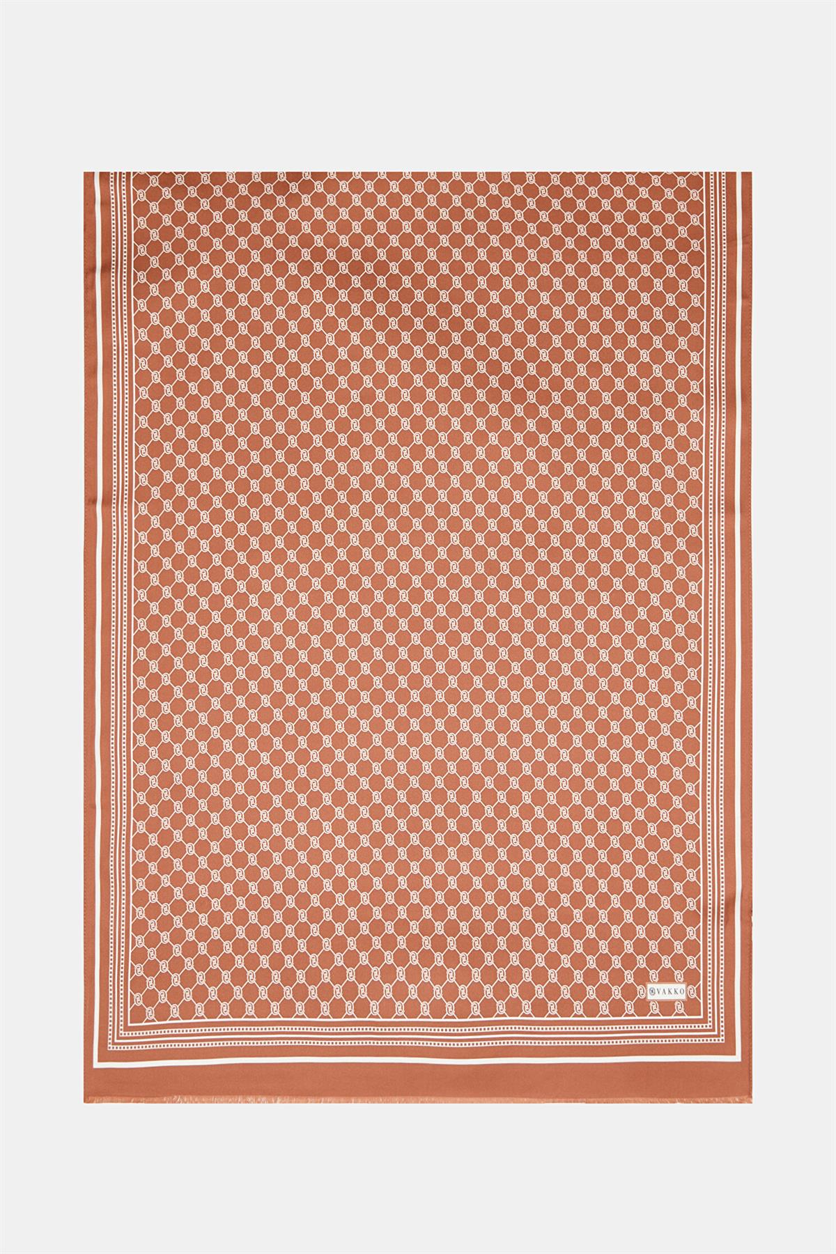 Vakko Tivil İpek Monogram Şal 37307-Bakır