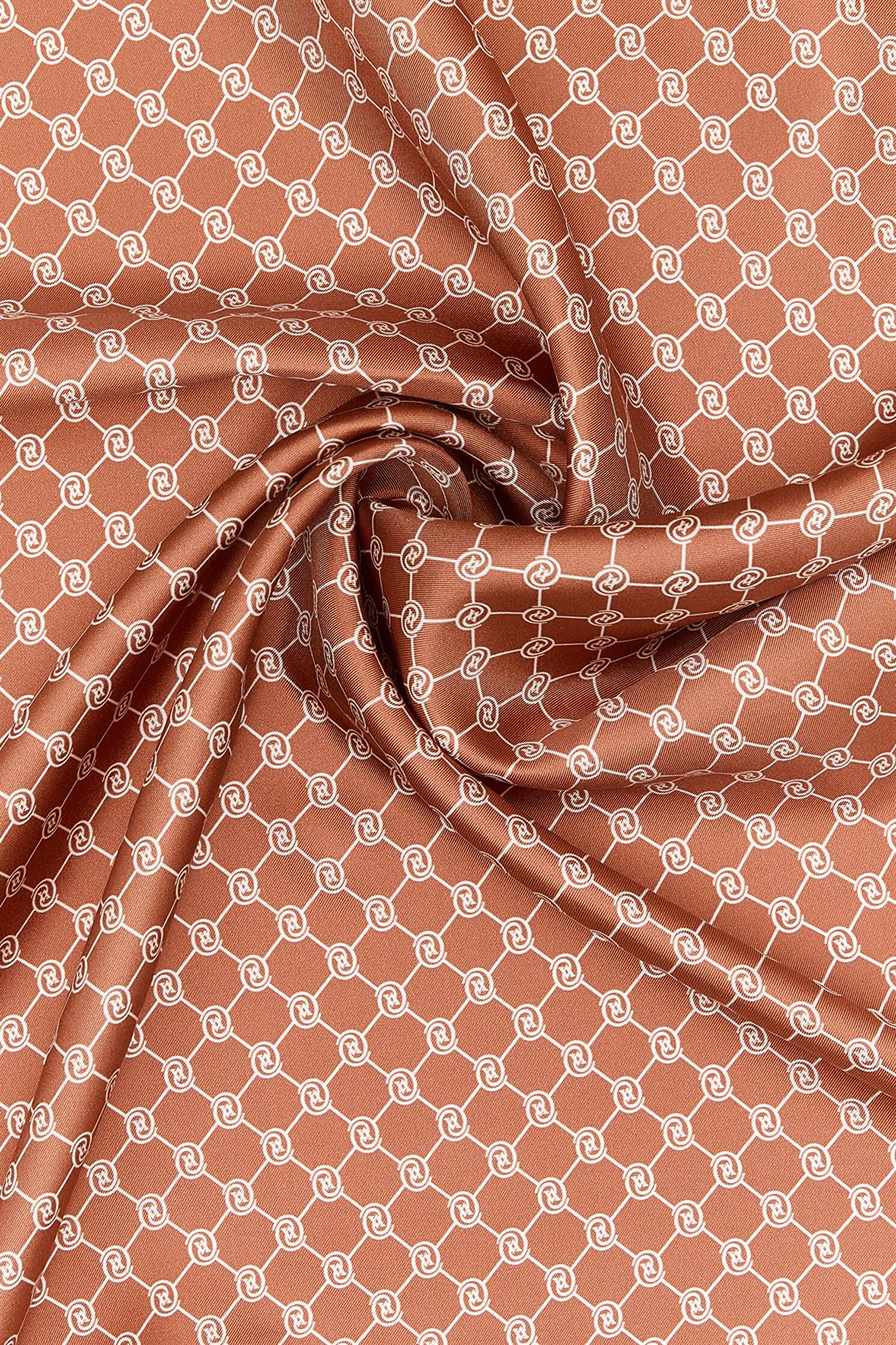 Vakko Tivil İpek Monogram Şal 37307-Bakır