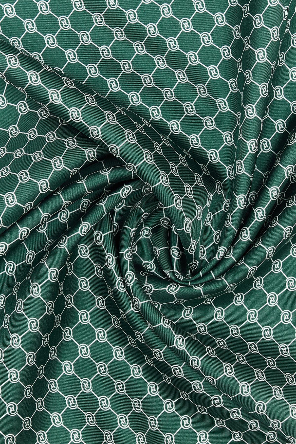 Vakko Tivil İpek Monogram Şal 37307-Nefti