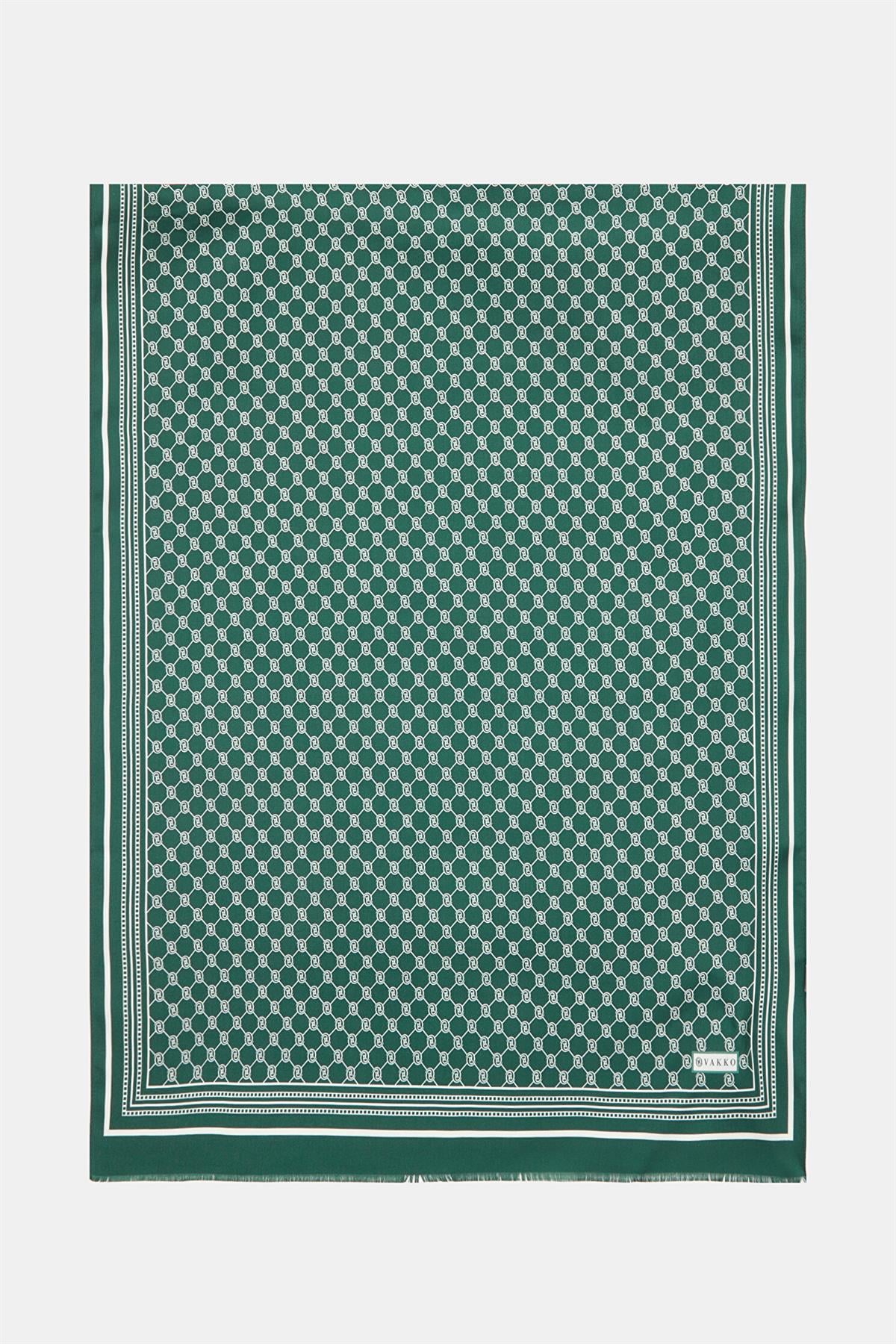 Vakko Tivil İpek Monogram Şal 37307-Nefti