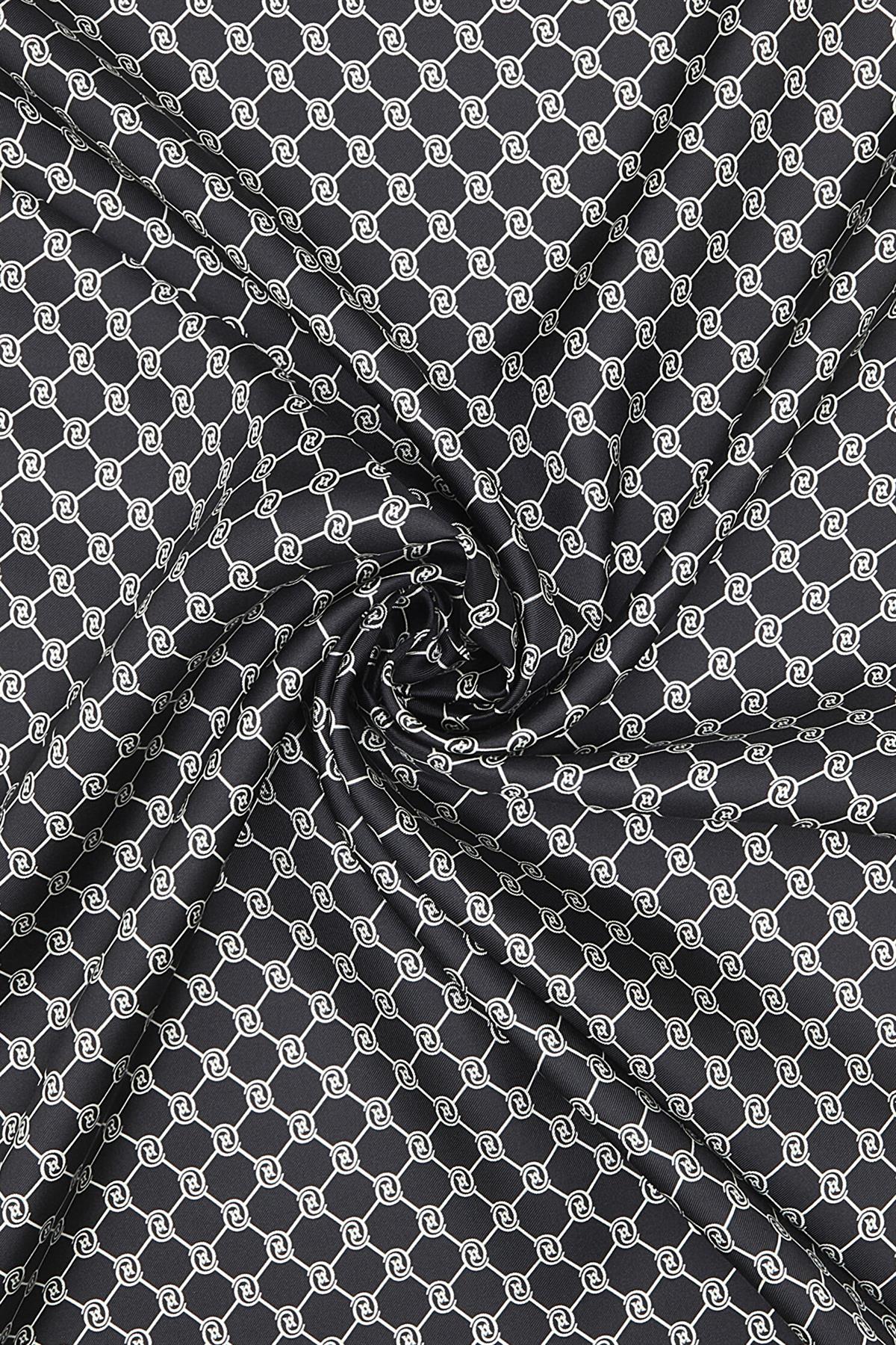 Vakko Tivil İpek Monogram Şal 37307-Siyah Ekru