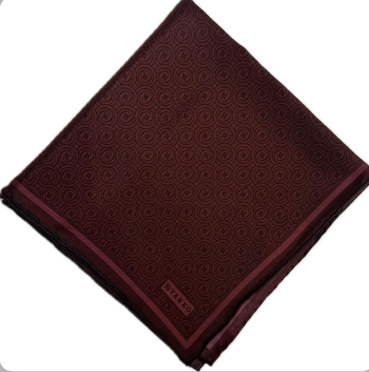Vakko Tivil Monogram İpek Eşarp 41408-Bordo