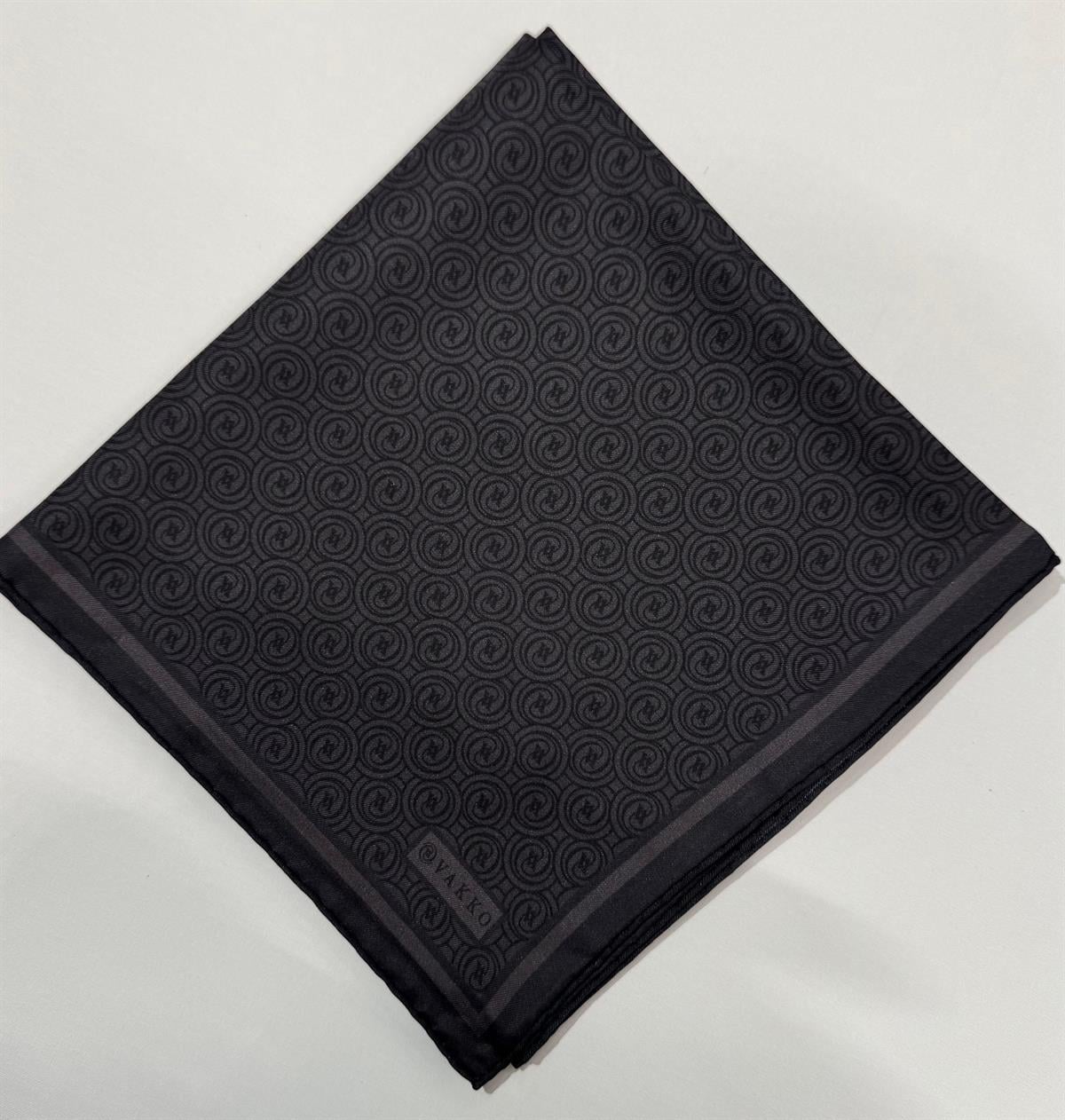 Vakko Tivil Monogram İpek Eşarp 41408-Siyah